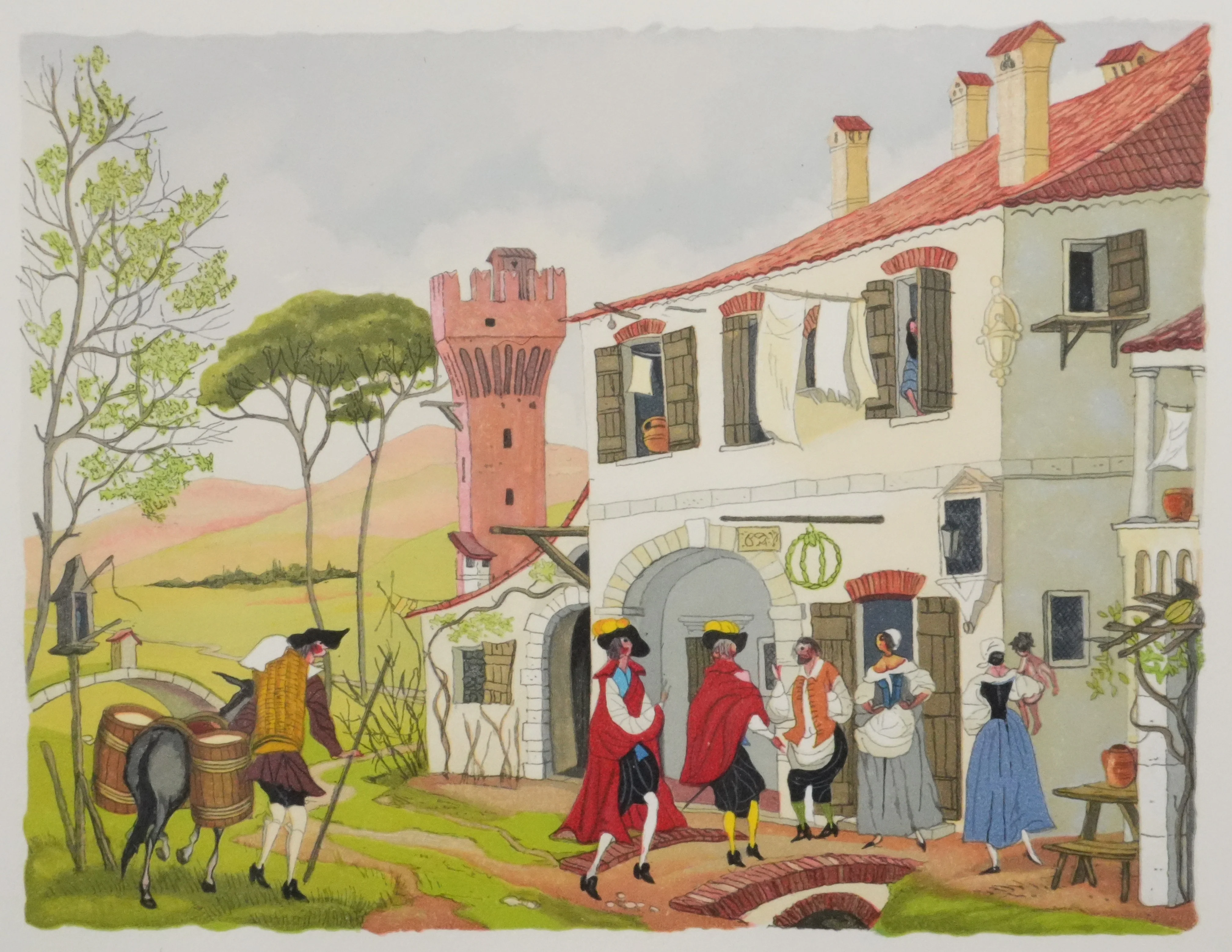 Henry LEMARIE : Le berceau, Gravure sur bois originale