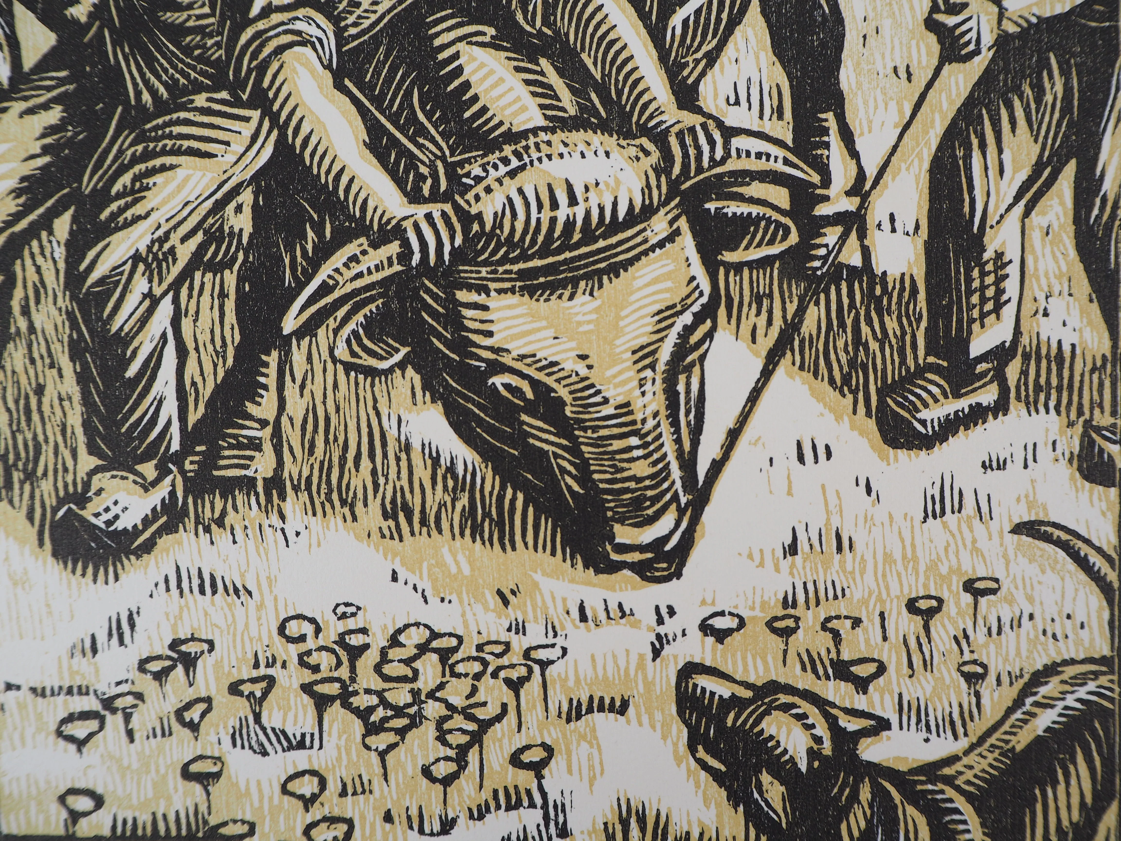 Honoré BROUTELLE : La Force du Boeuf, Gravure sur bois originale signée - Image 3