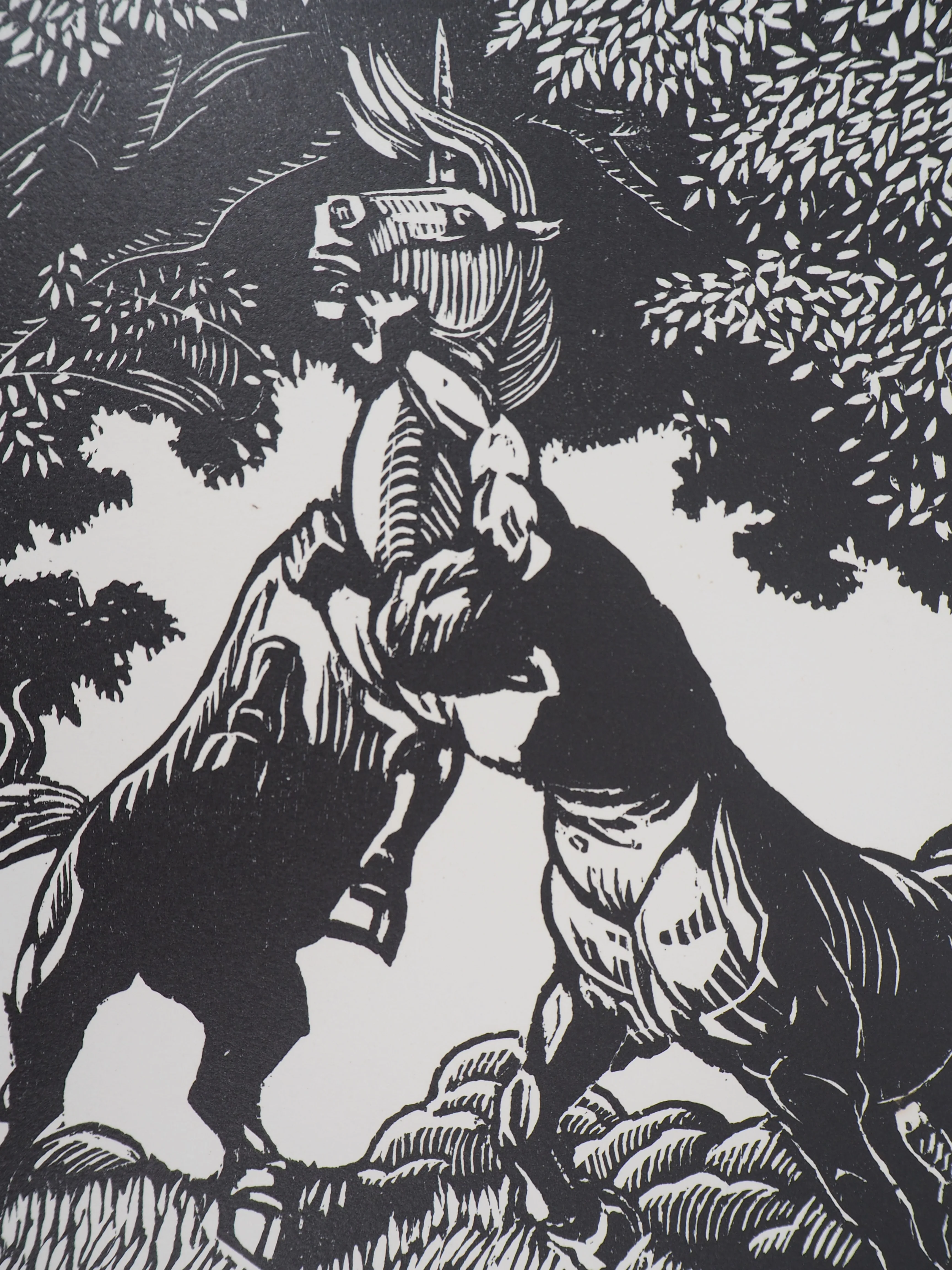 Honoré BROUTELLE : Le Centaure et la Licorne, Gravure sur bois originale signée - Image 3