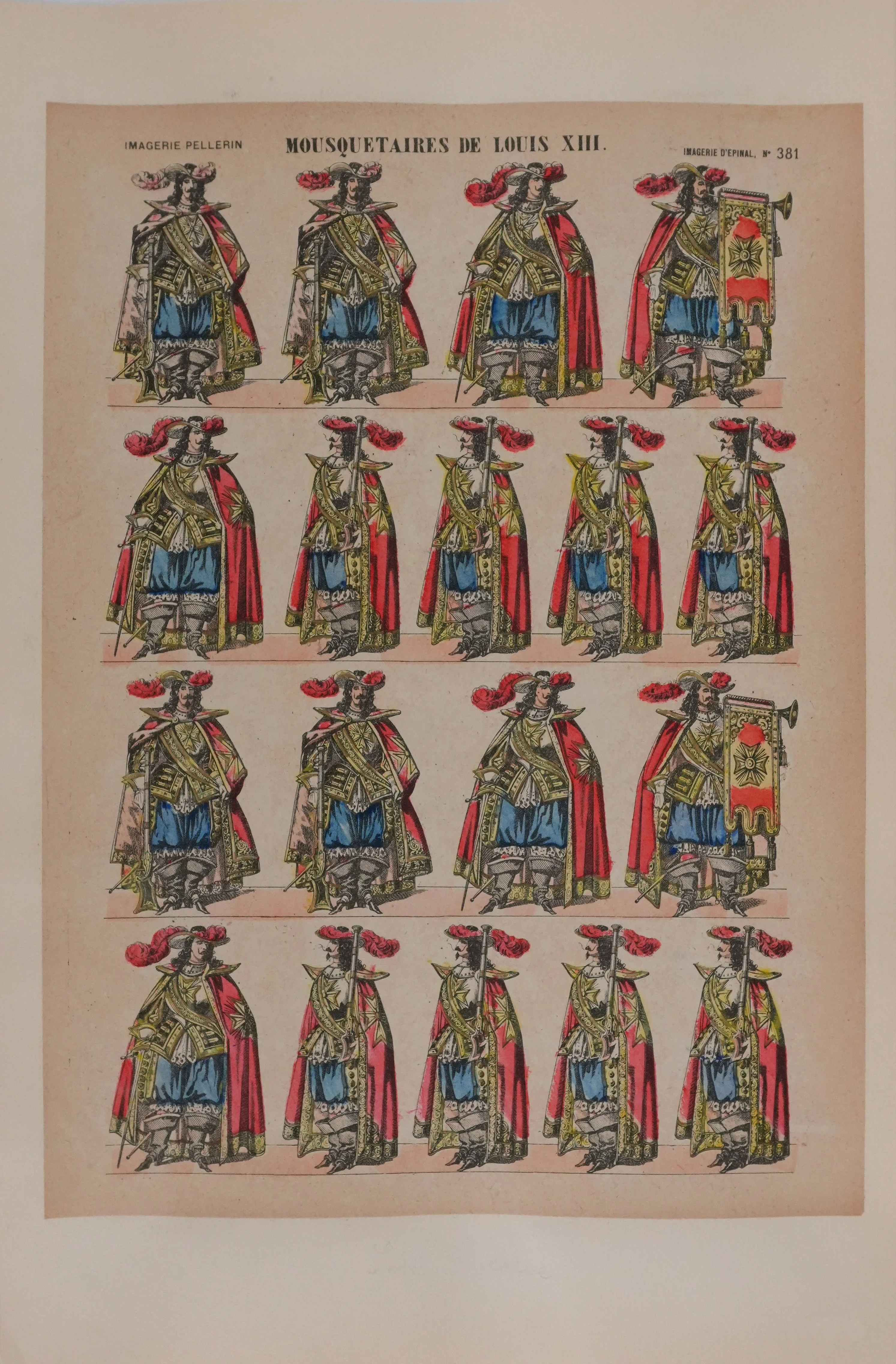 Imagerie D'Epinal : Les mousquetaires, Gravure originale