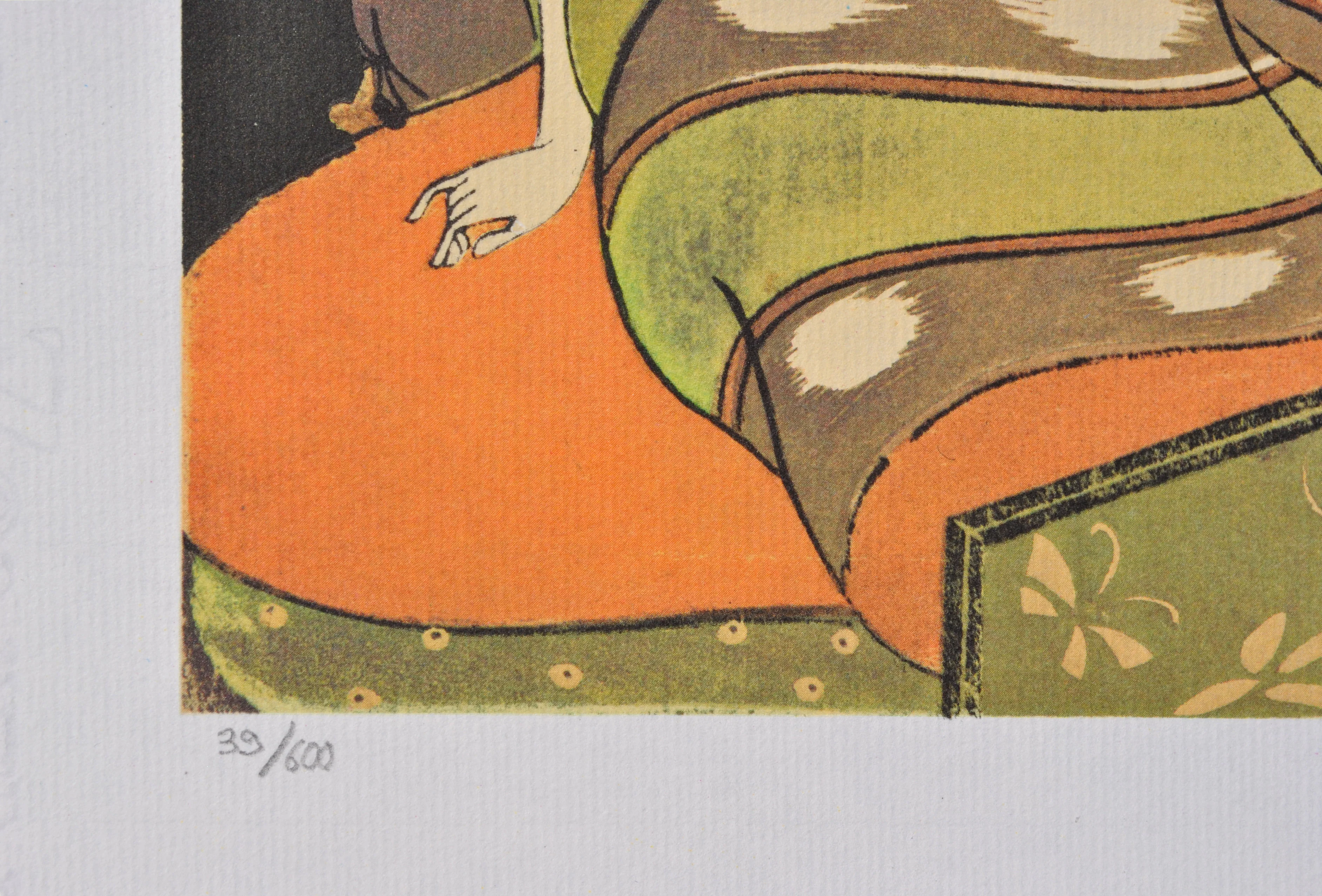 Isoda KORYUSAÏ : Trio sous la couette, LITHOGRAPHIE érotique japonaise - Image 3