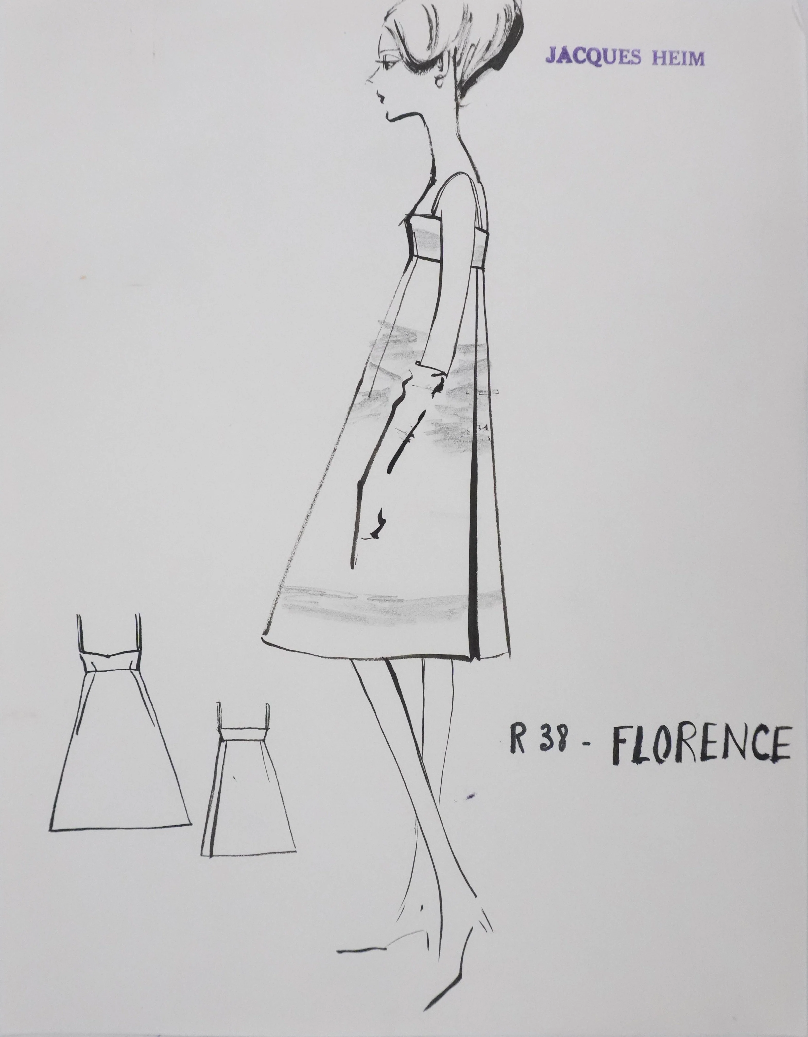 Jacques HEIM : Robe Florence, Dessin original signé