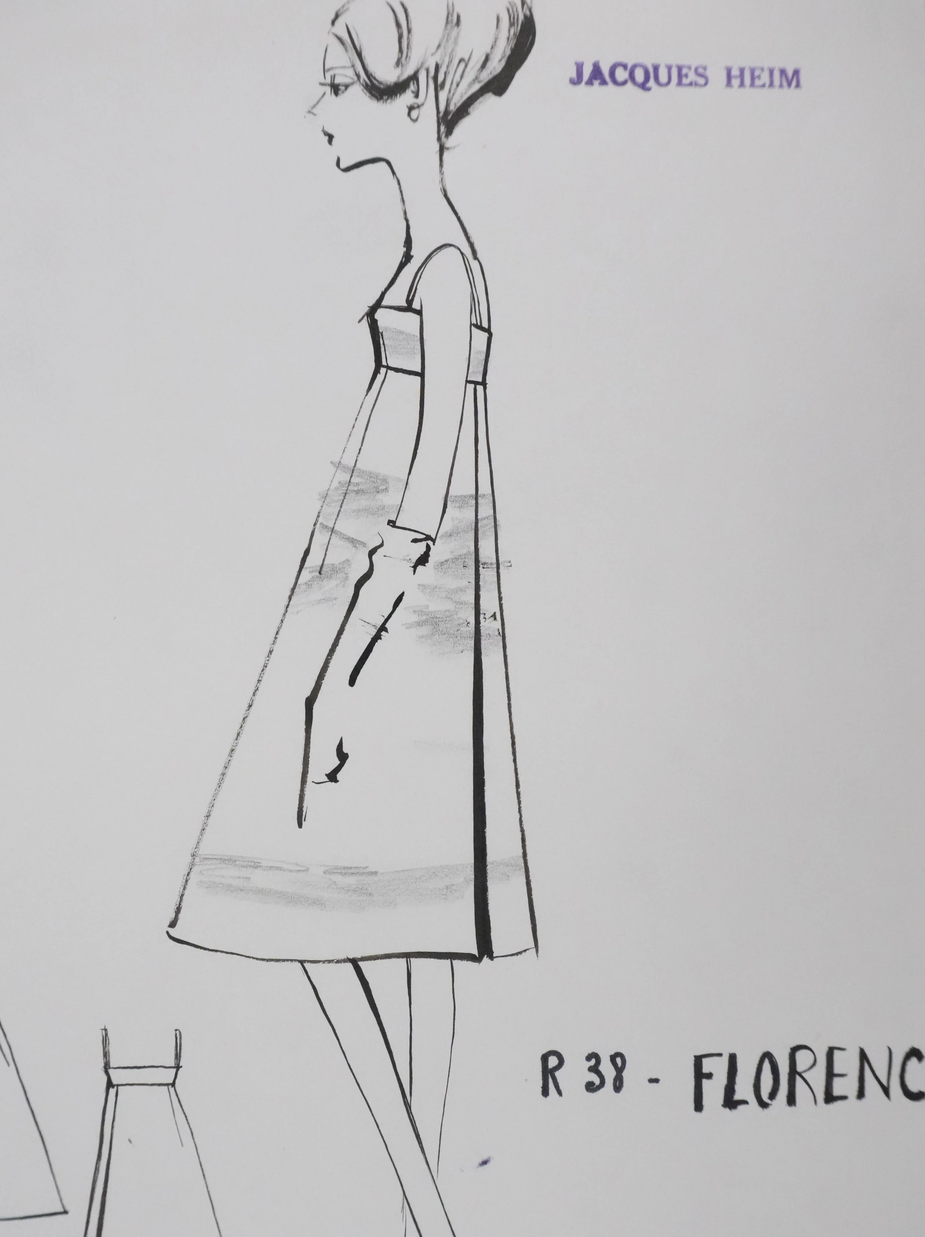 Jacques HEIM : Robe Florence, Dessin original signé - Image 3
