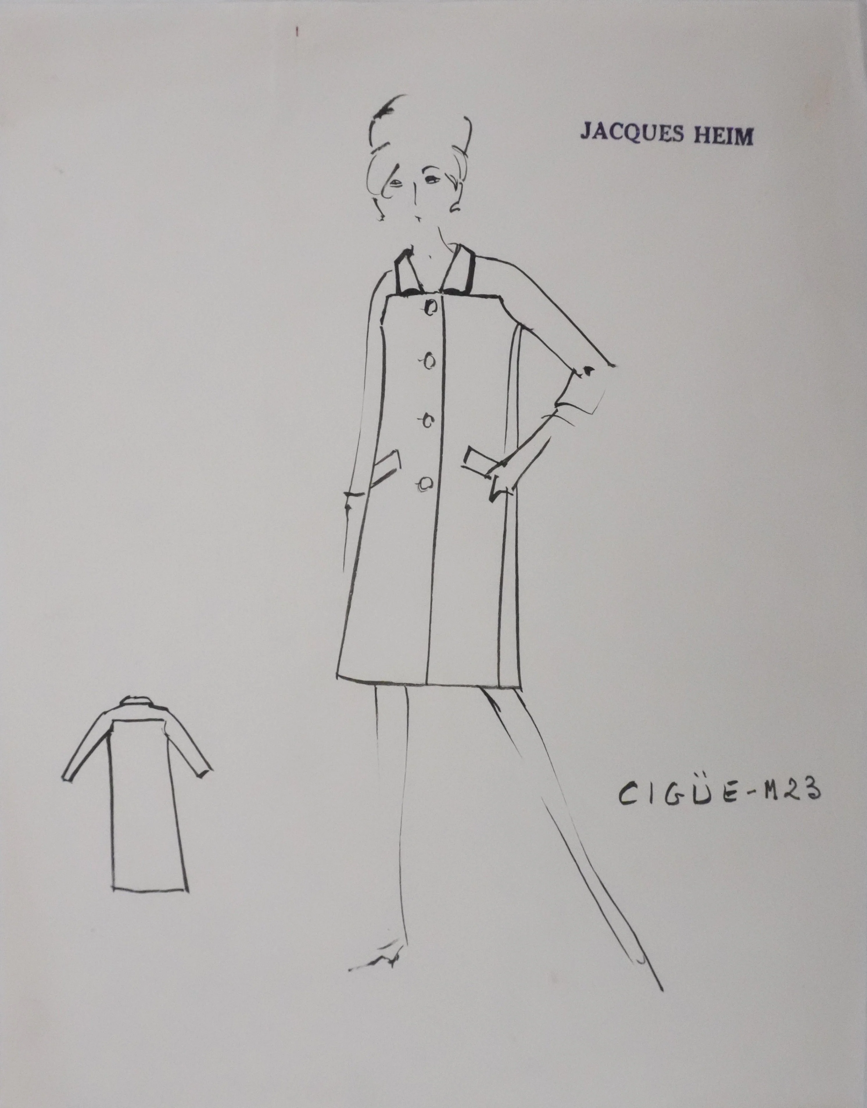 Jacques HEIM : Silhouette Cigüe, Dessin original signé