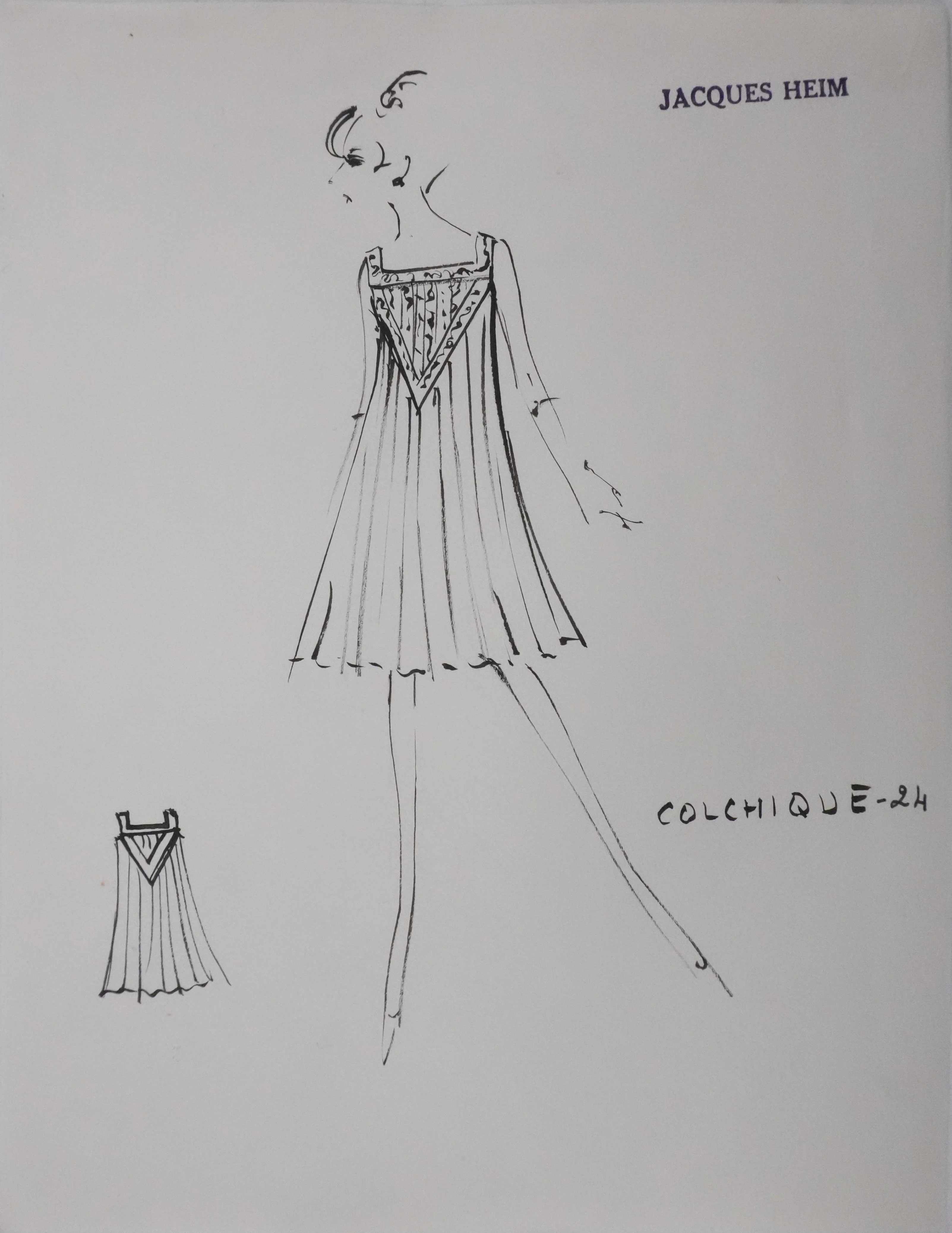 Jacques HEIM : Silhouette Colchique, Dessin original signé