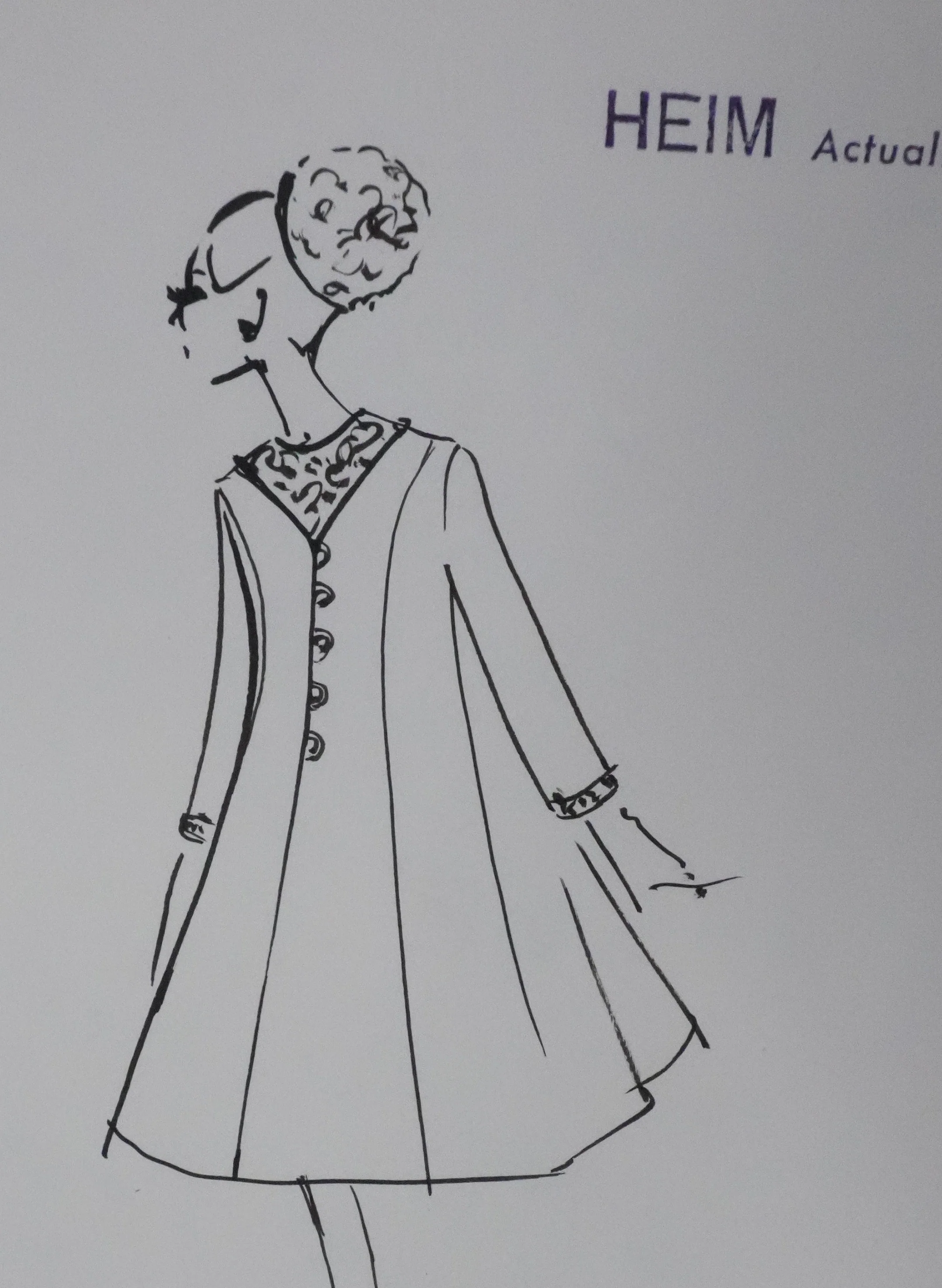 Jacques HEIM : Silhouette falbalas, Dessin original signé - Image 3