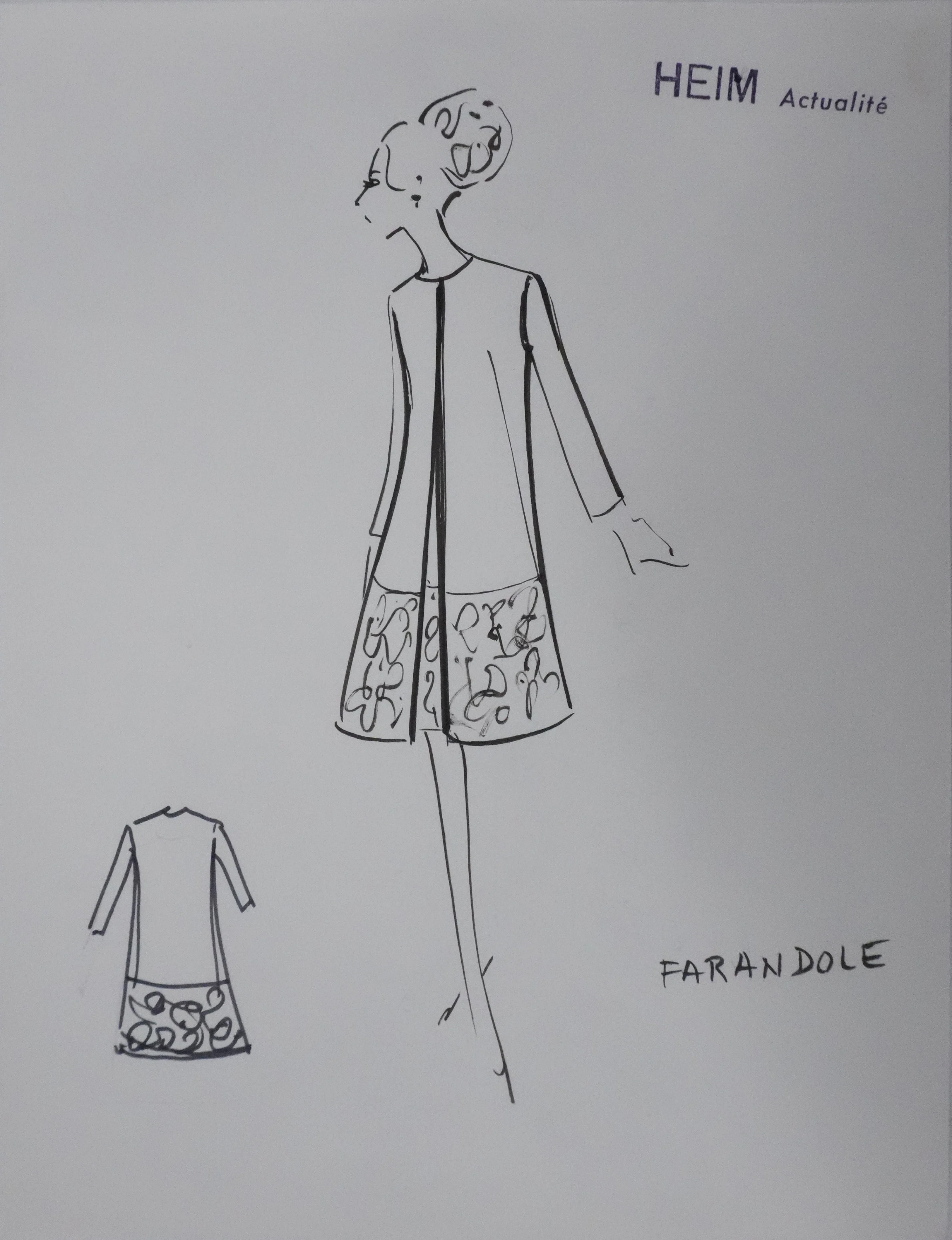Jacques HEIM : Silhouette farandole, Dessin original signé
