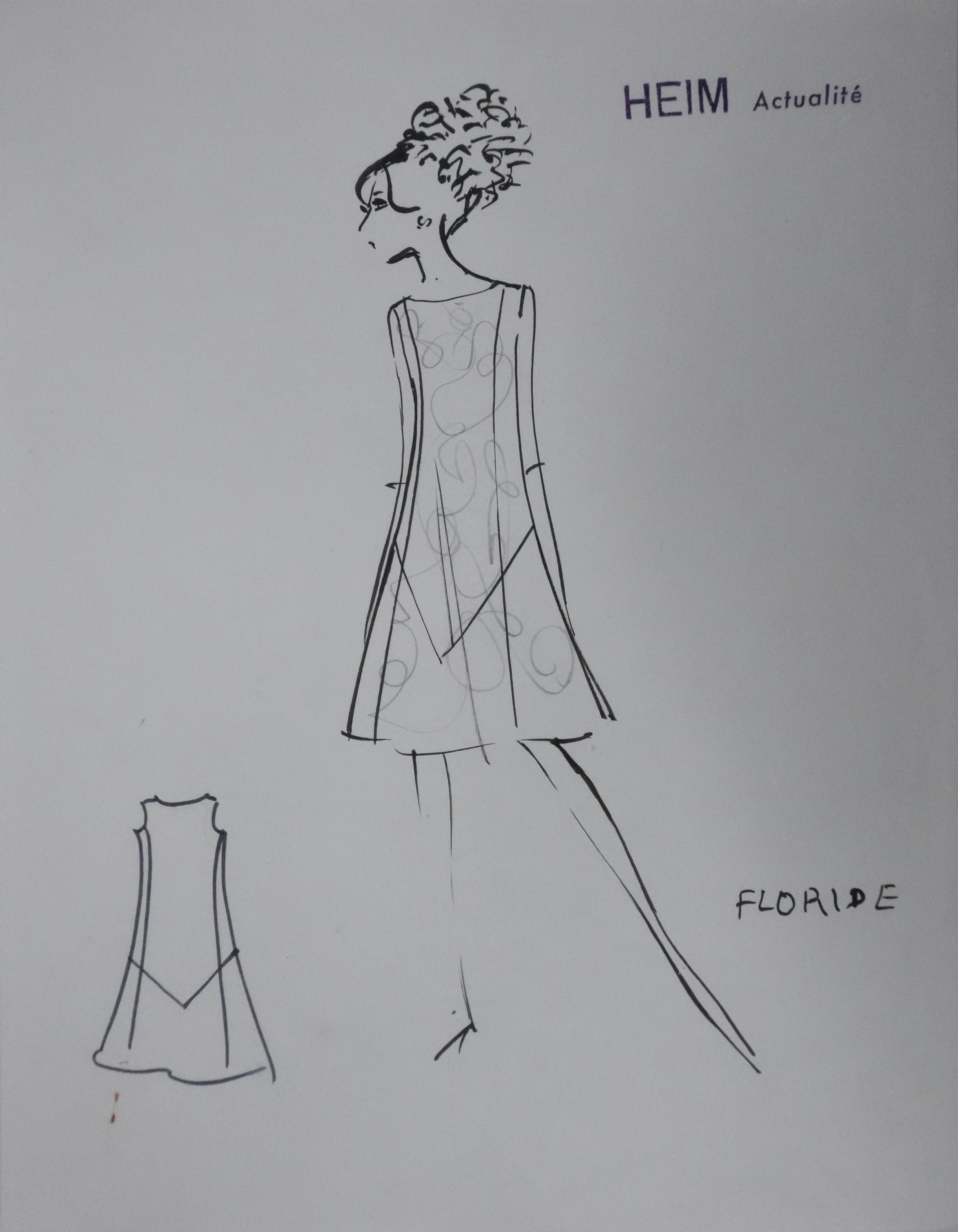 Jacques HEIM : Silhouette Floride, Dessin original signé