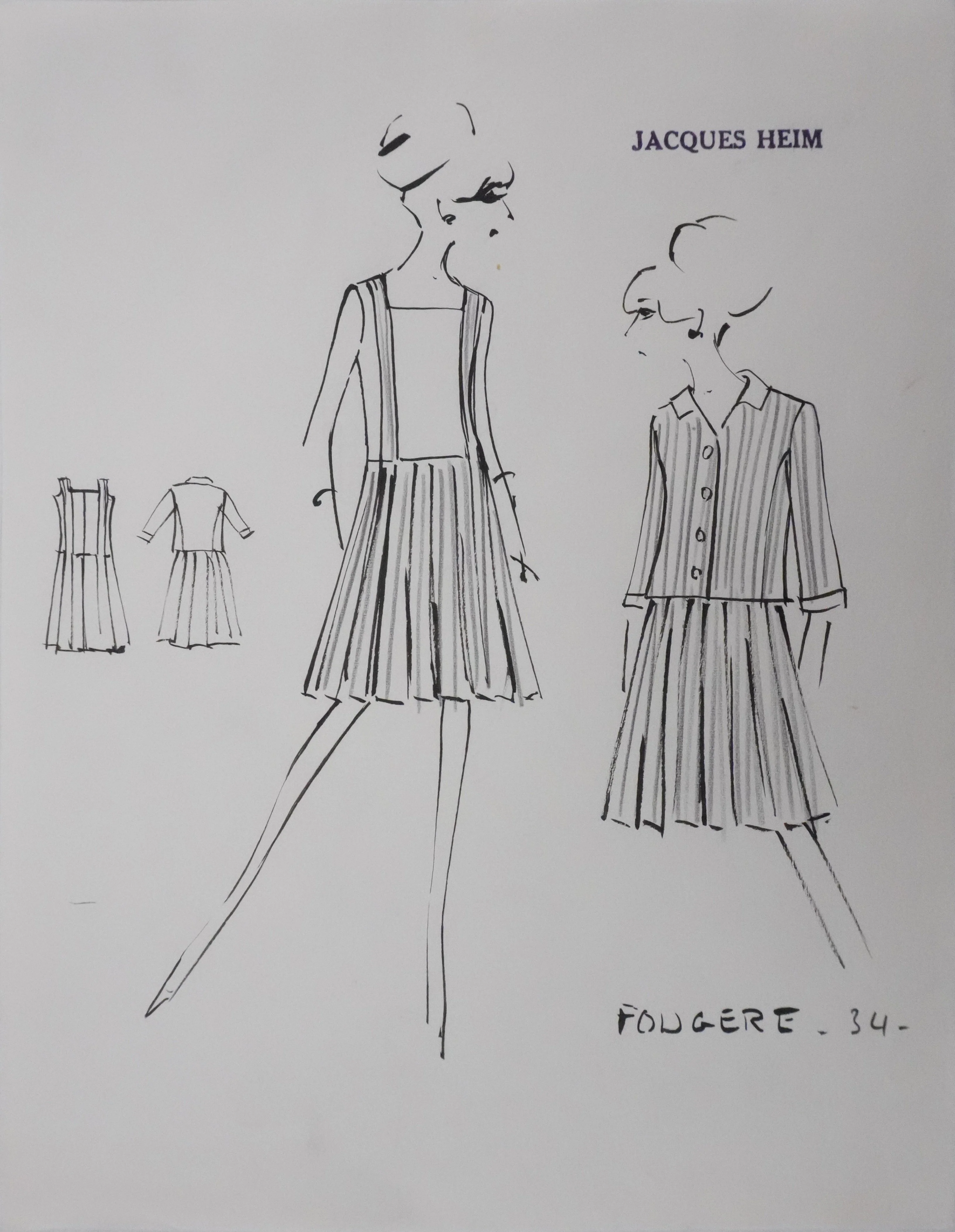 Jacques HEIM : Silhouette Fougere, Dessin original signé