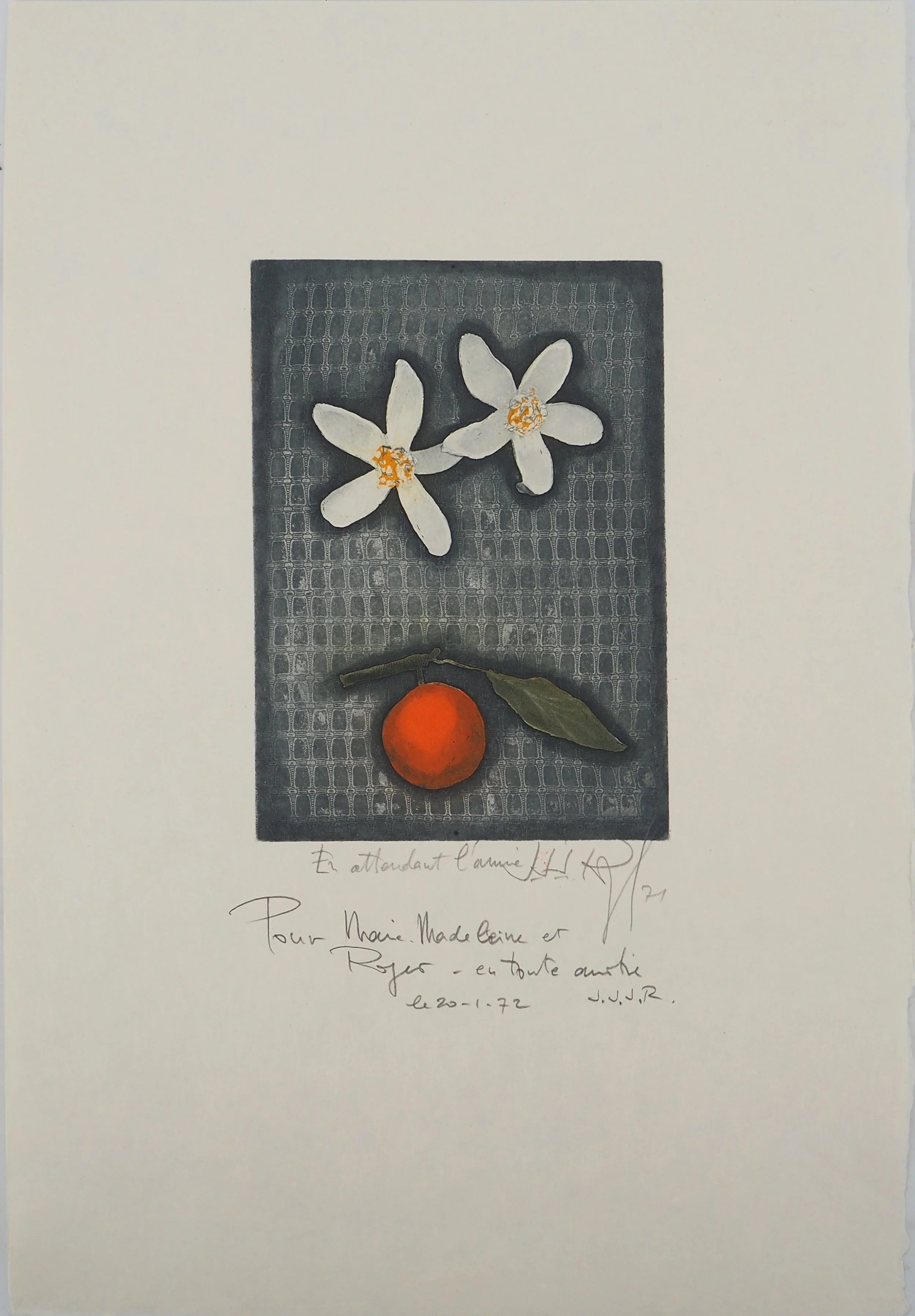 Jacques Joachim Jean RIGAL : En attendant l'année, Gravure originale signée