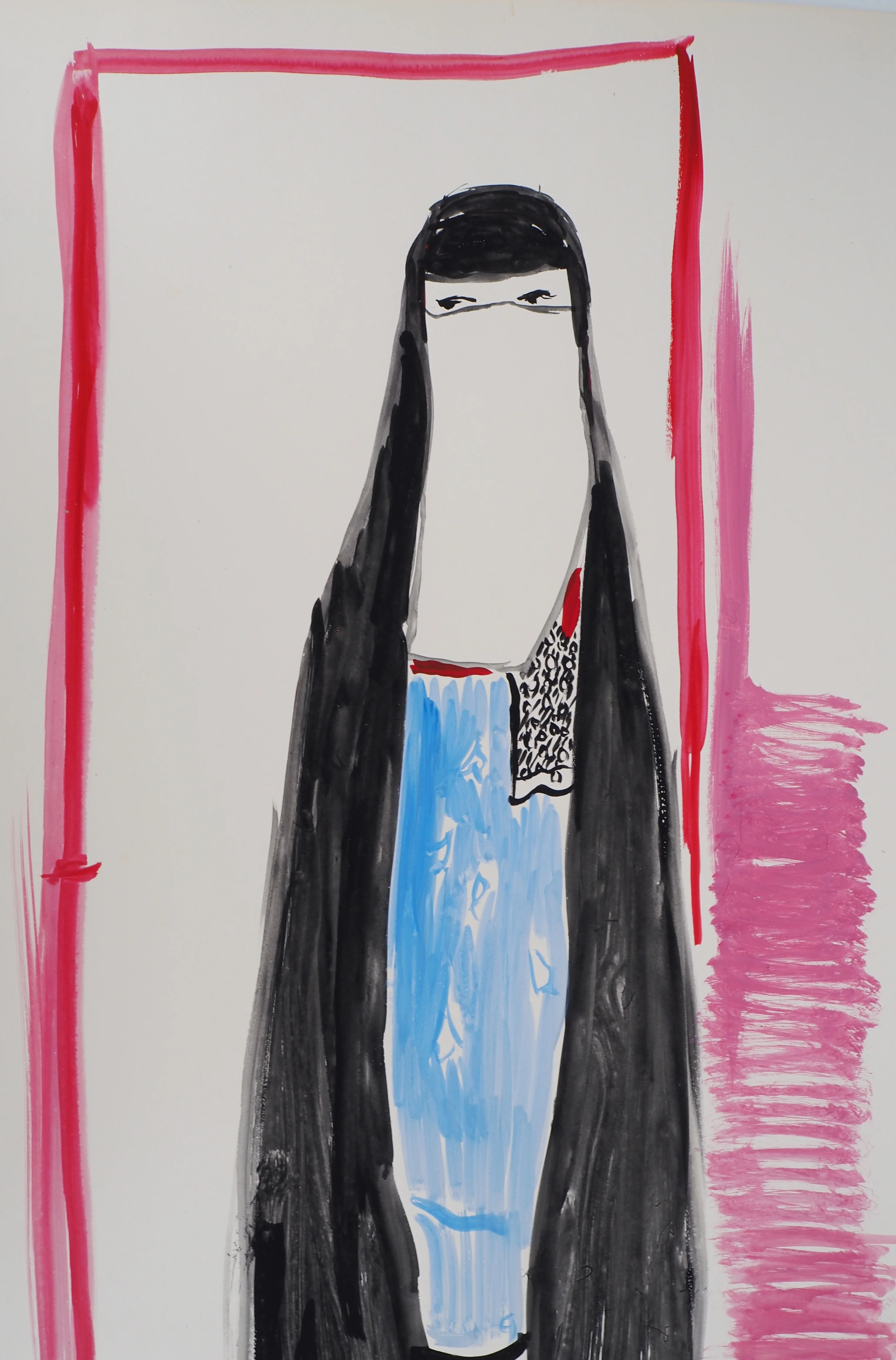 Jacques SOISSON : Femme orientale, Acrylique sur papier signée