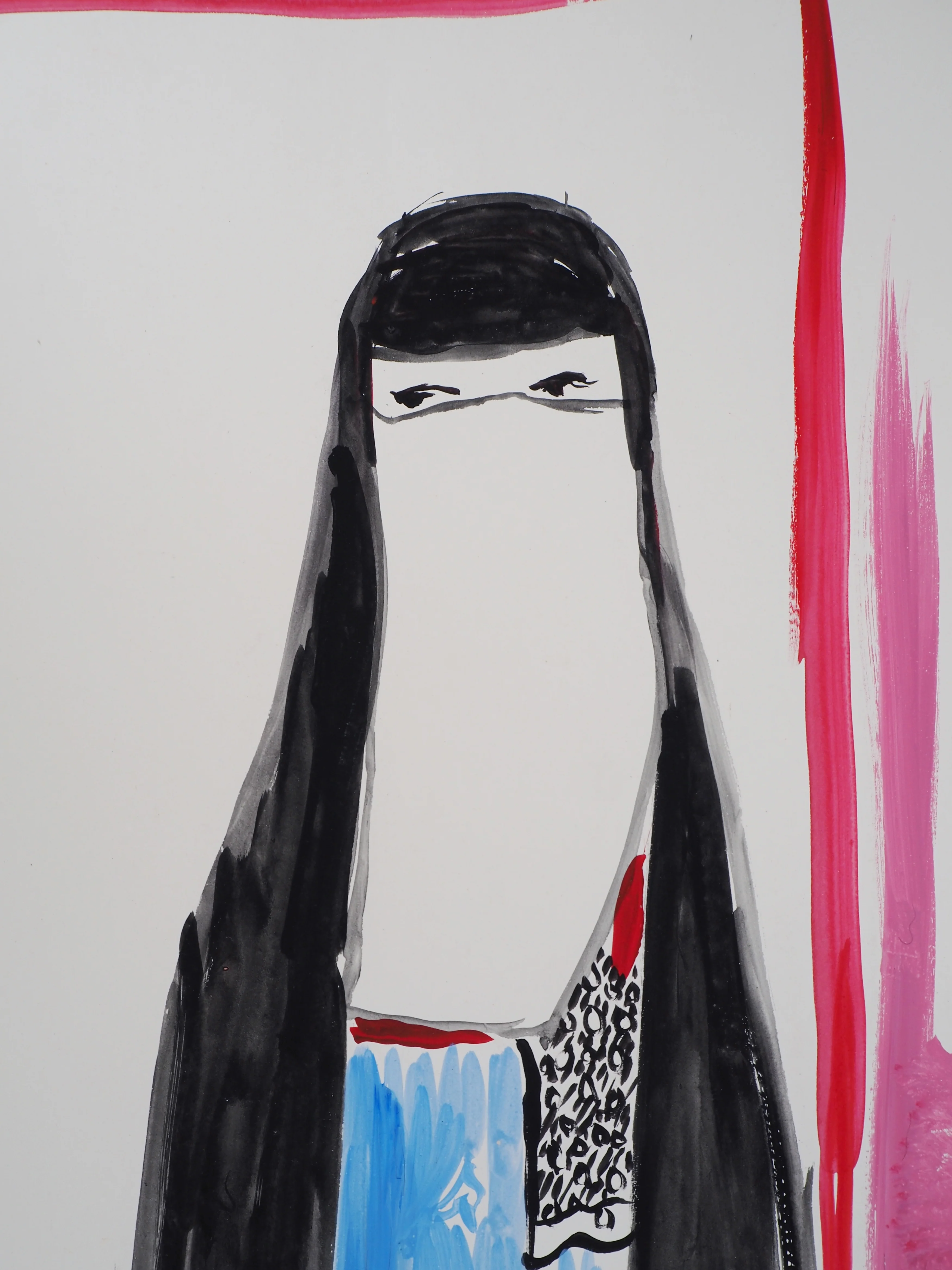 Jacques SOISSON : Femme orientale, Acrylique sur papier signée - Image 4