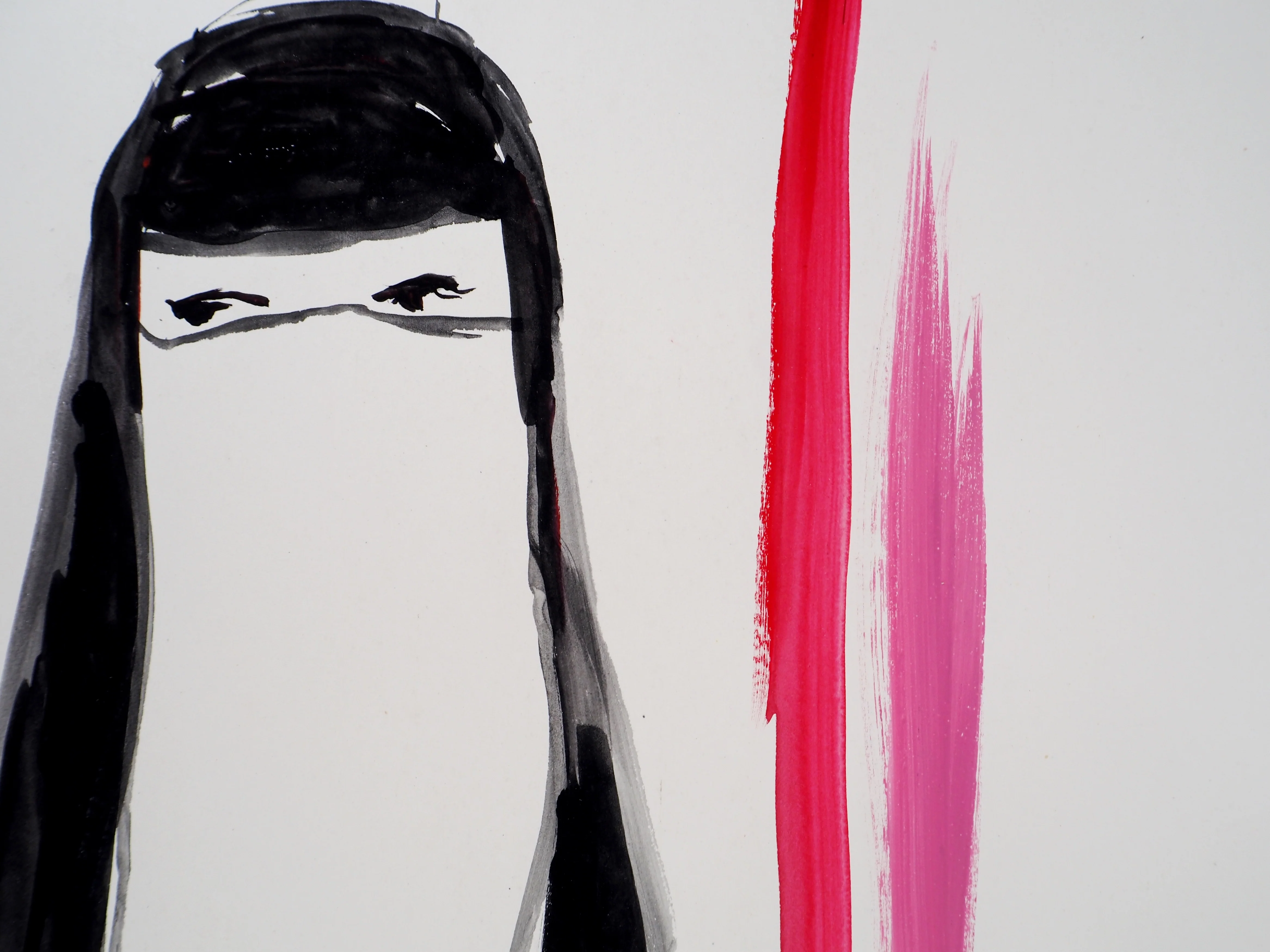 Jacques SOISSON : Femme orientale, Acrylique sur papier signée - Image 6
