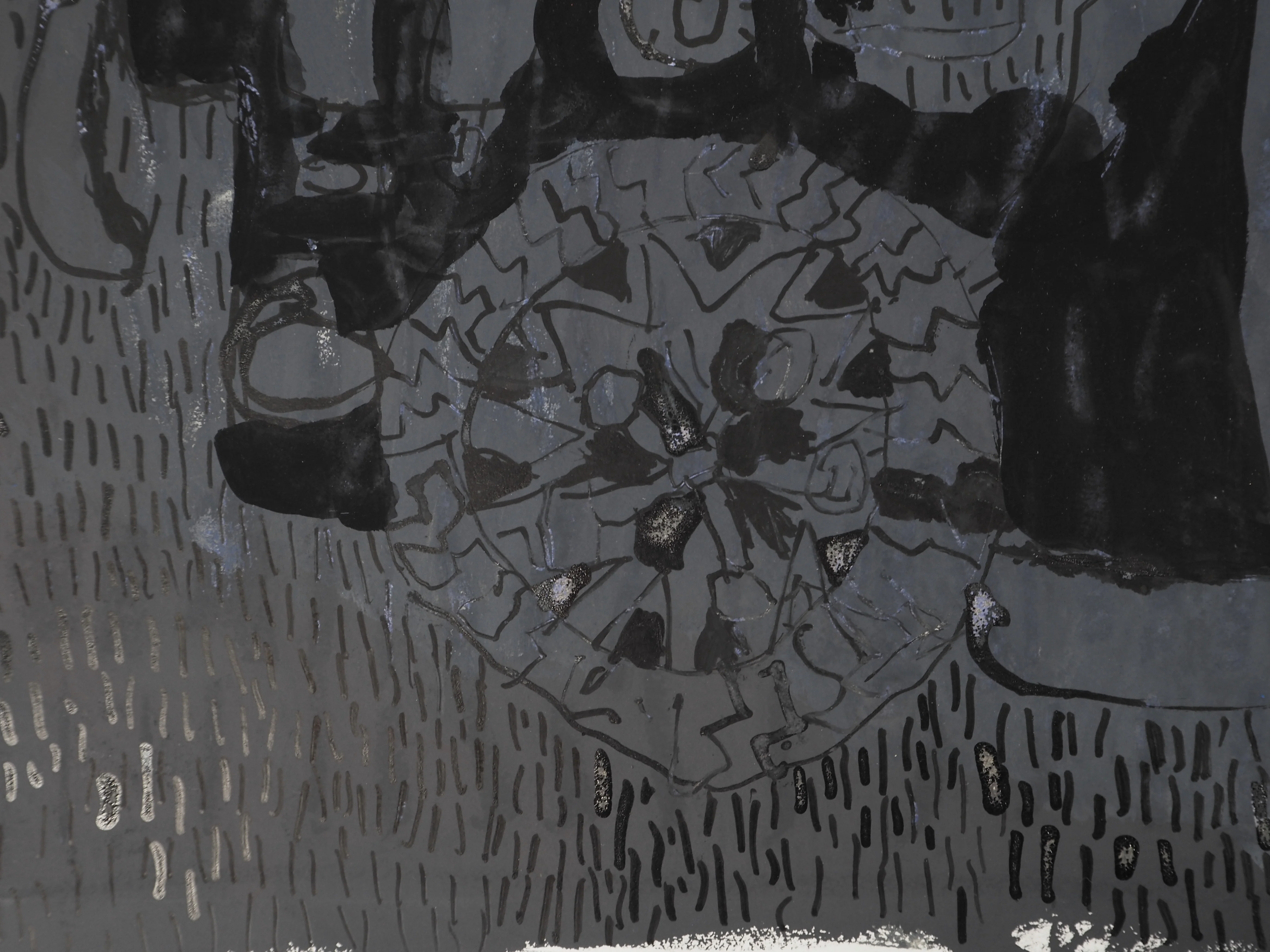 Jacques SOISSON : Voiture sous un orage, Gouache et acrylique sur papier signée - Image 6