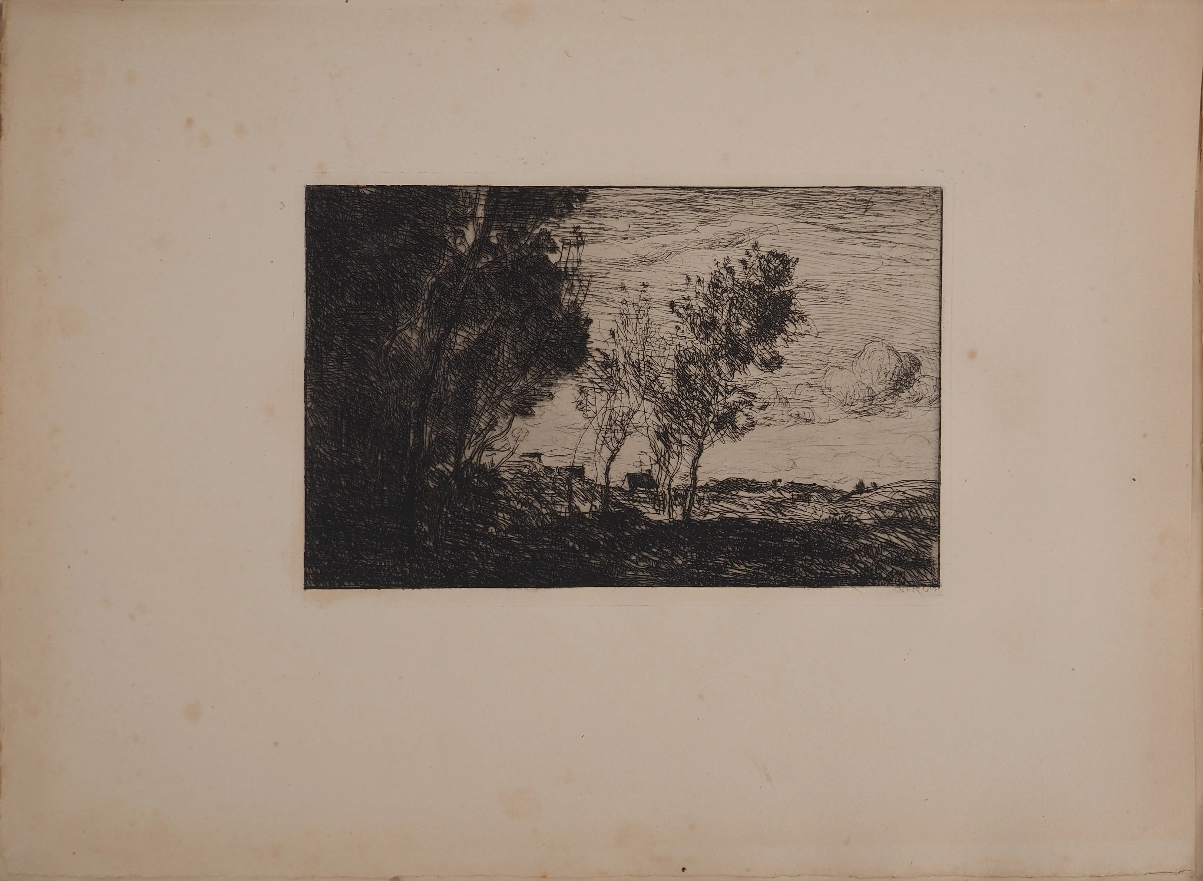 Jean-Baptiste Camille COROT : Dans les Dunes, Souvenir du Bois de la Haye, Gravure originale signée - Image 2