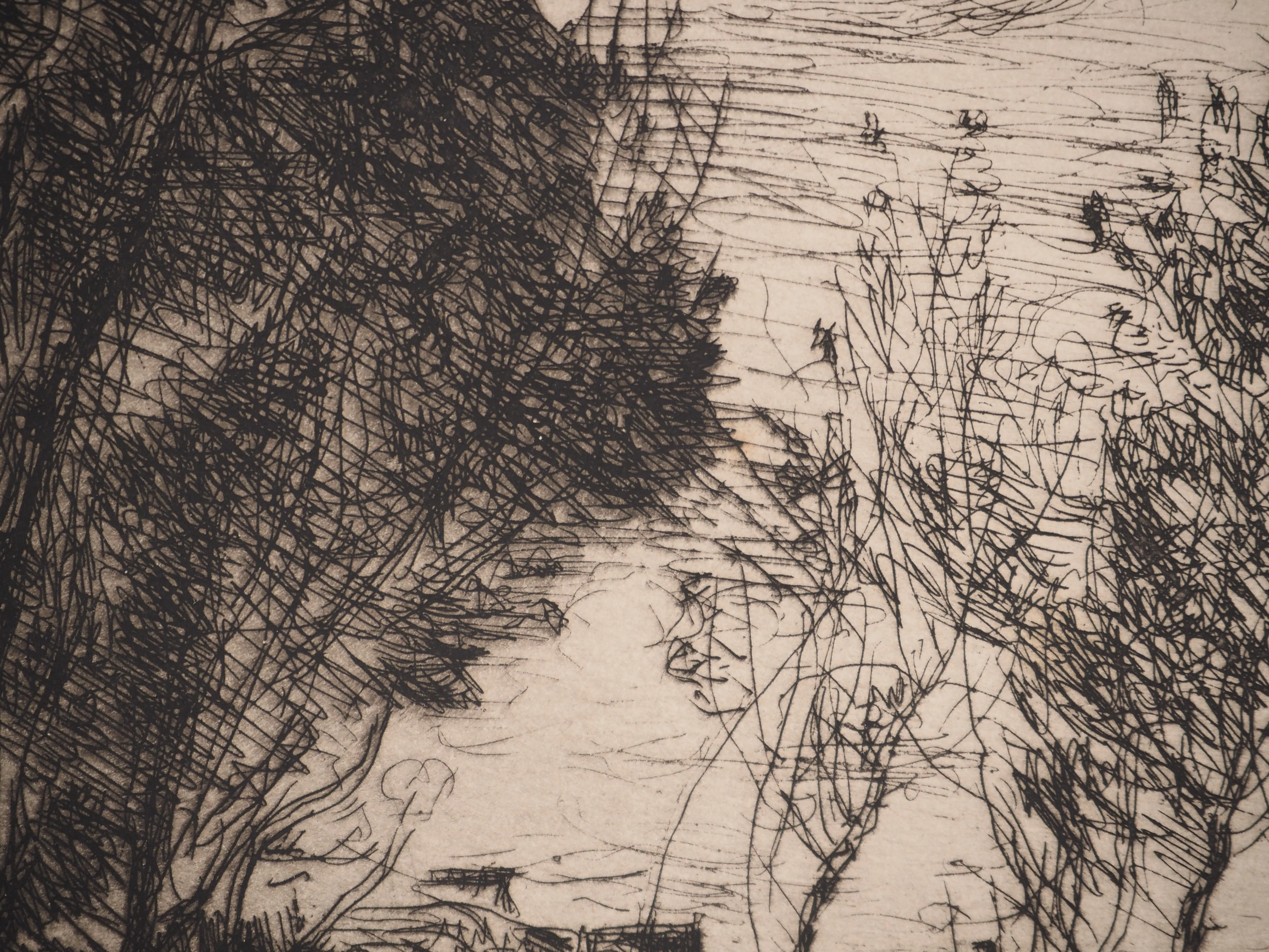 Jean-Baptiste Camille COROT : Dans les Dunes, Souvenir du Bois de la Haye, Gravure originale signée - Image 4