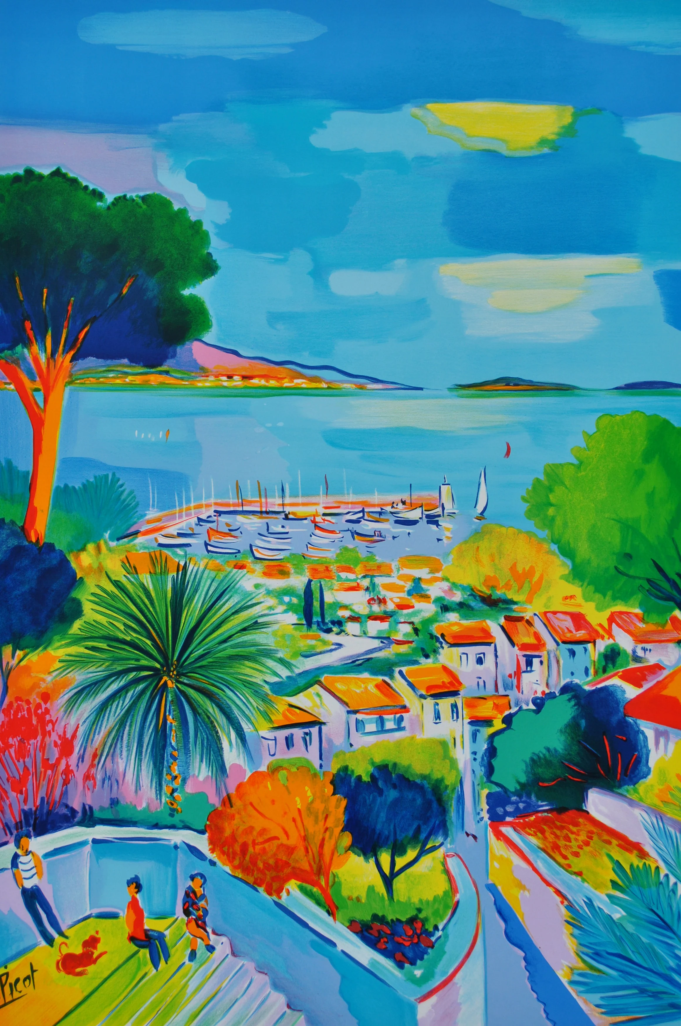 Jean-Claude PICOT : Villa à Saint Tropez, Lithographie originale signée - Image 2