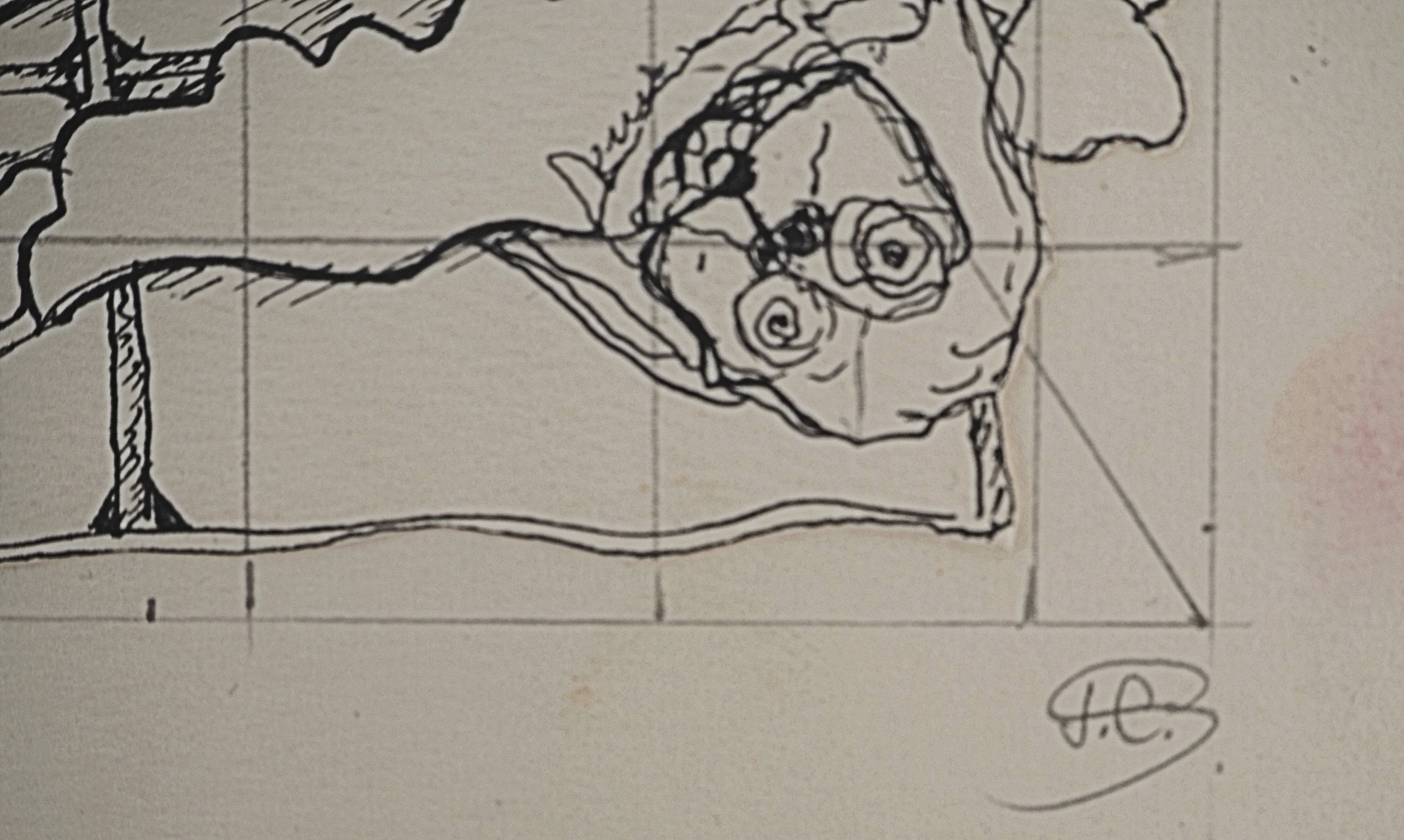 Jean-Claude SILBERMANN : Enseignes sournoises, La jeune femme et le monstre, Dessin original signé - Image 2