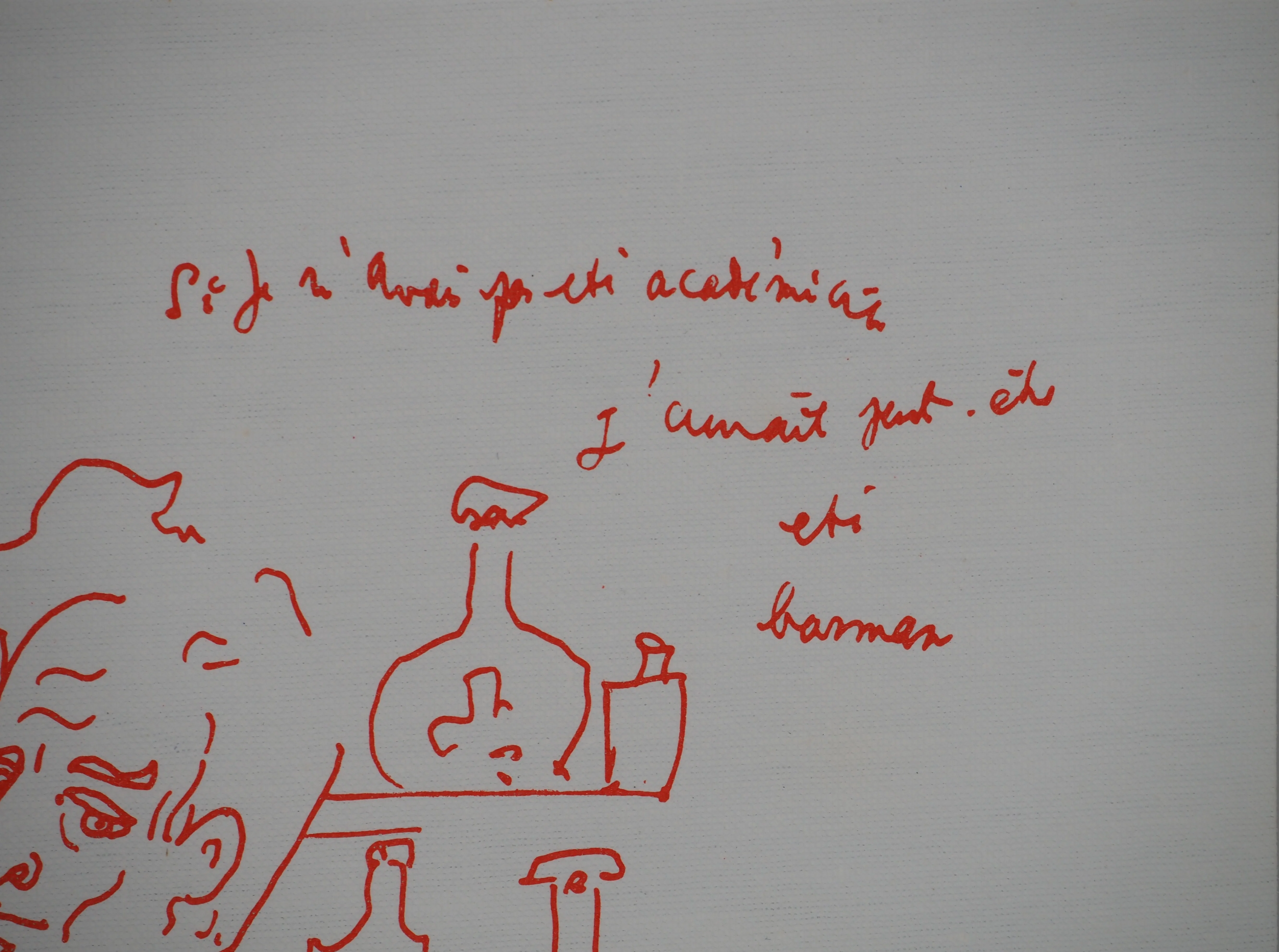 Jean COCTEAU : Autoportrait en barman, Lithographie originale signée - Image 4