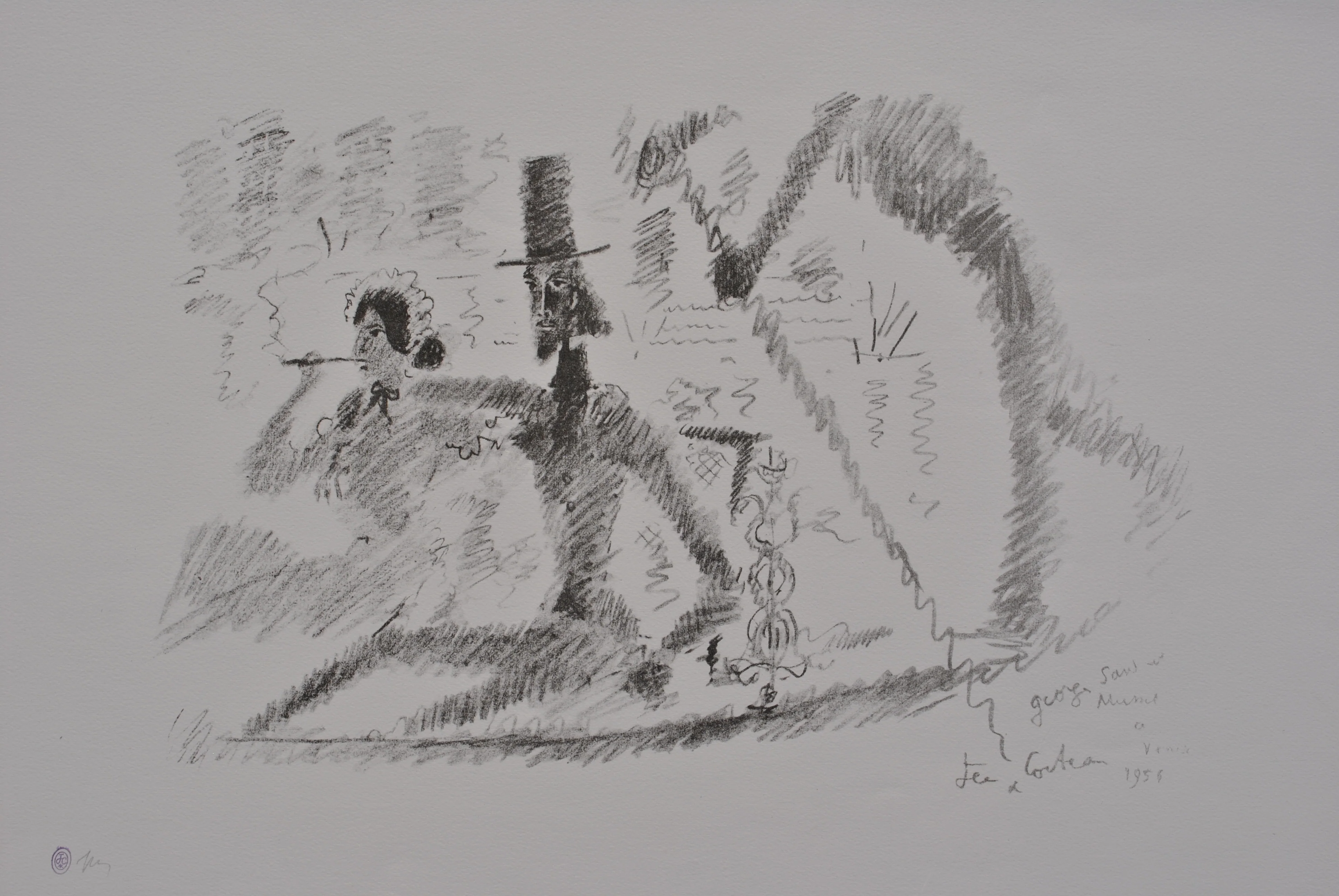 Jean COCTEAU : Couple à Venise, Lithographie originale signée - Image 2