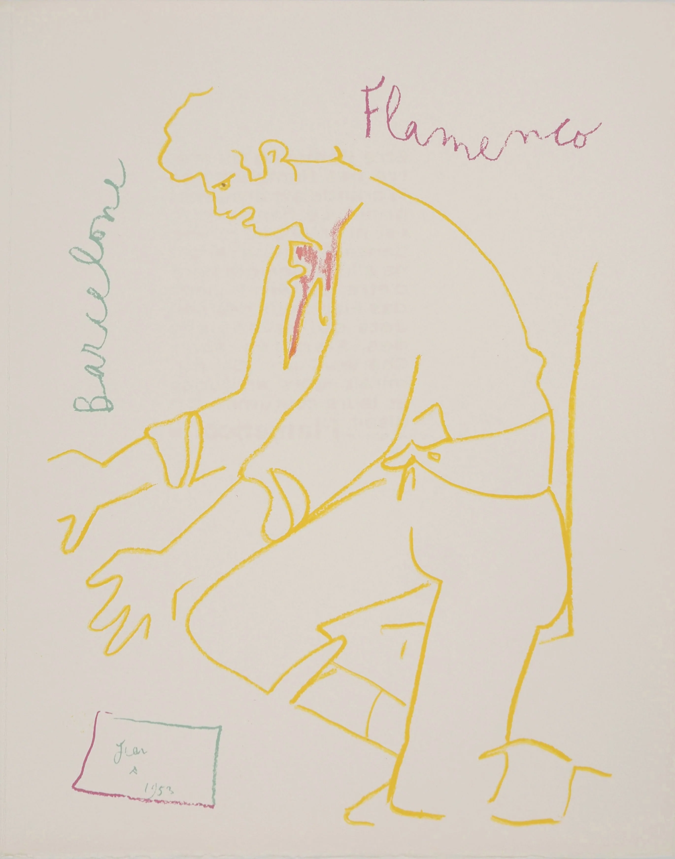 Jean COCTEAU : Lettre de Barcelone, Lithographie originale signée