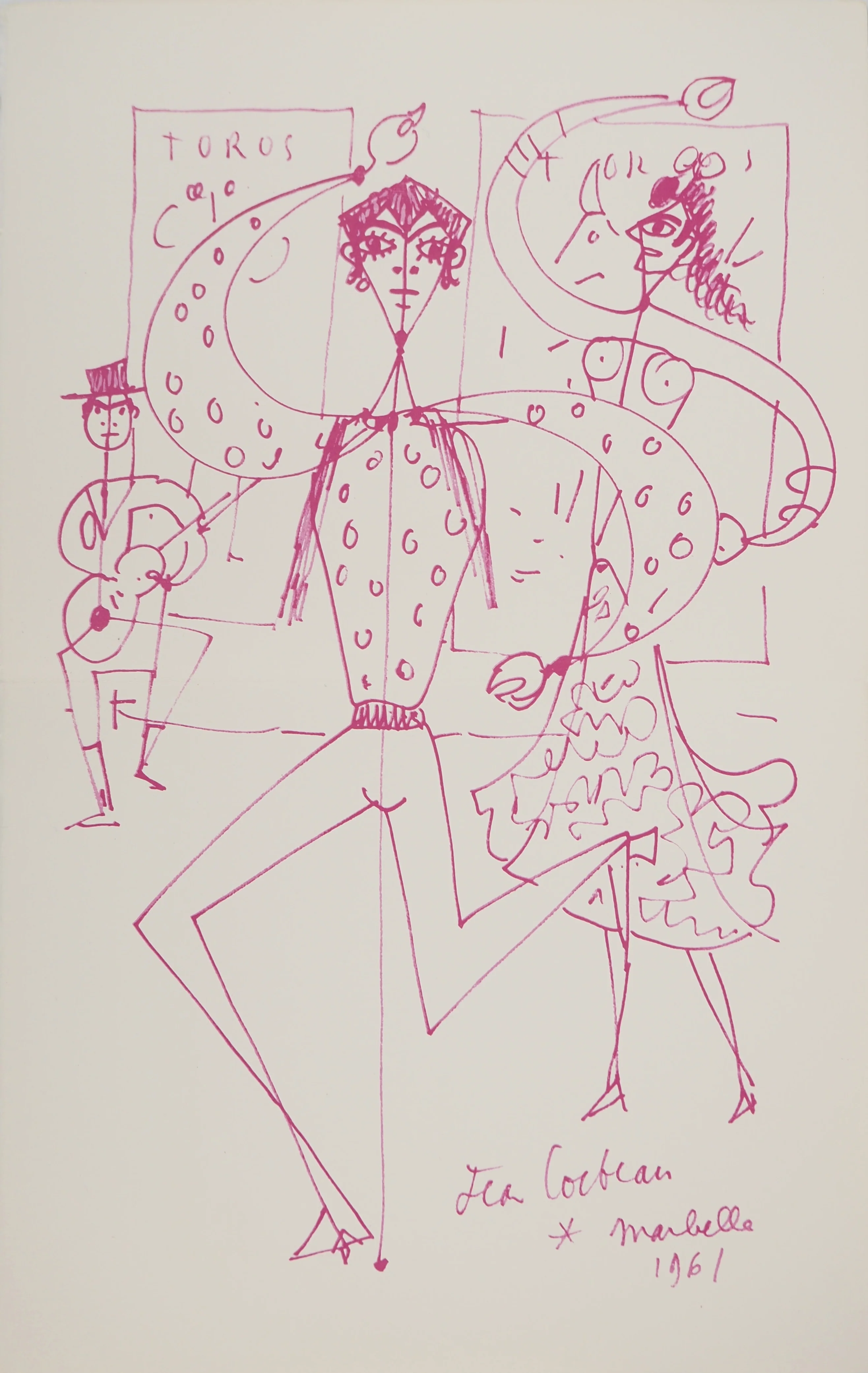 Jean COCTEAU : Flamenco à Marbella, Lithographie originale signée