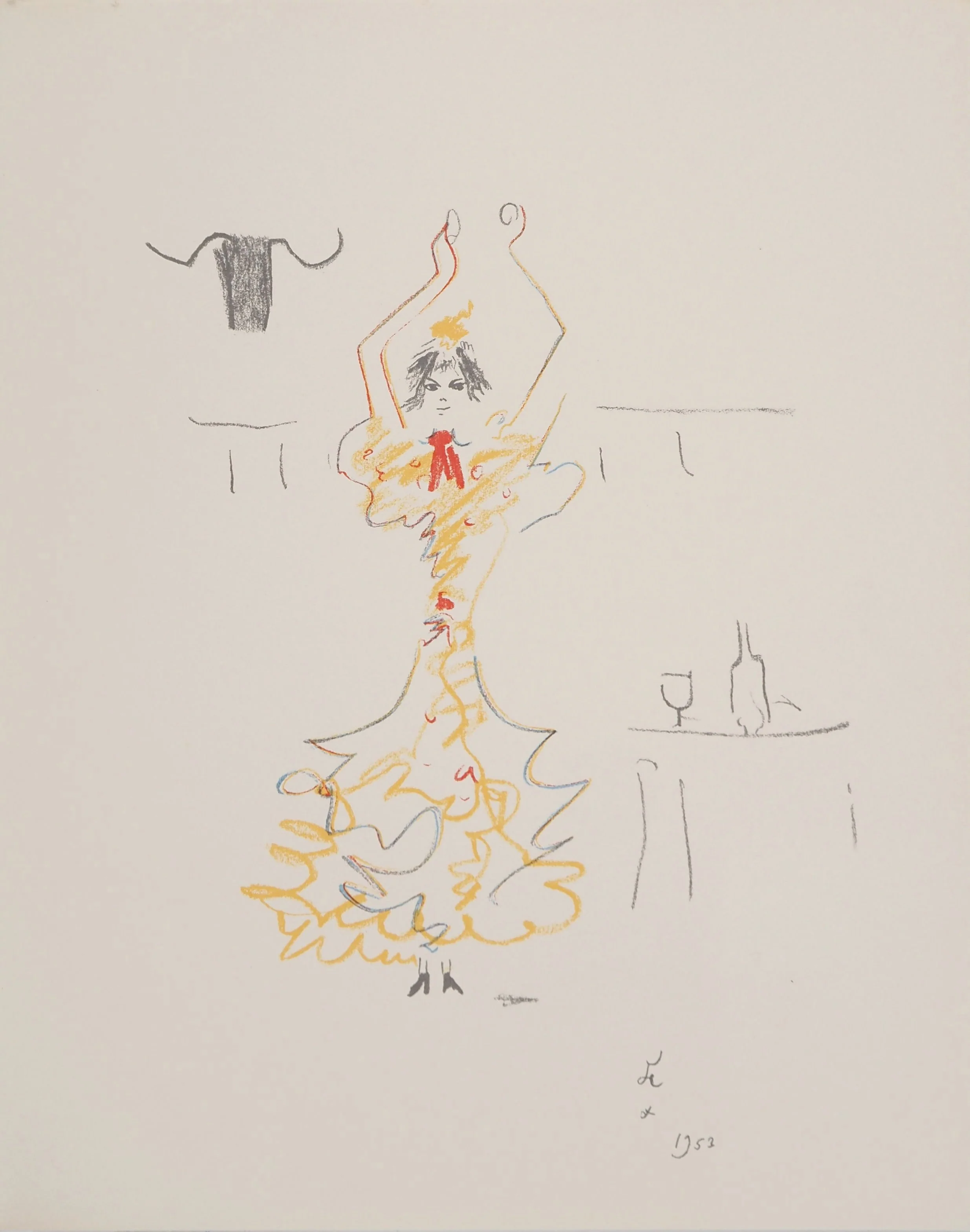 Jean COCTEAU : La Danseuse Espagnole, Lithographie originale signée