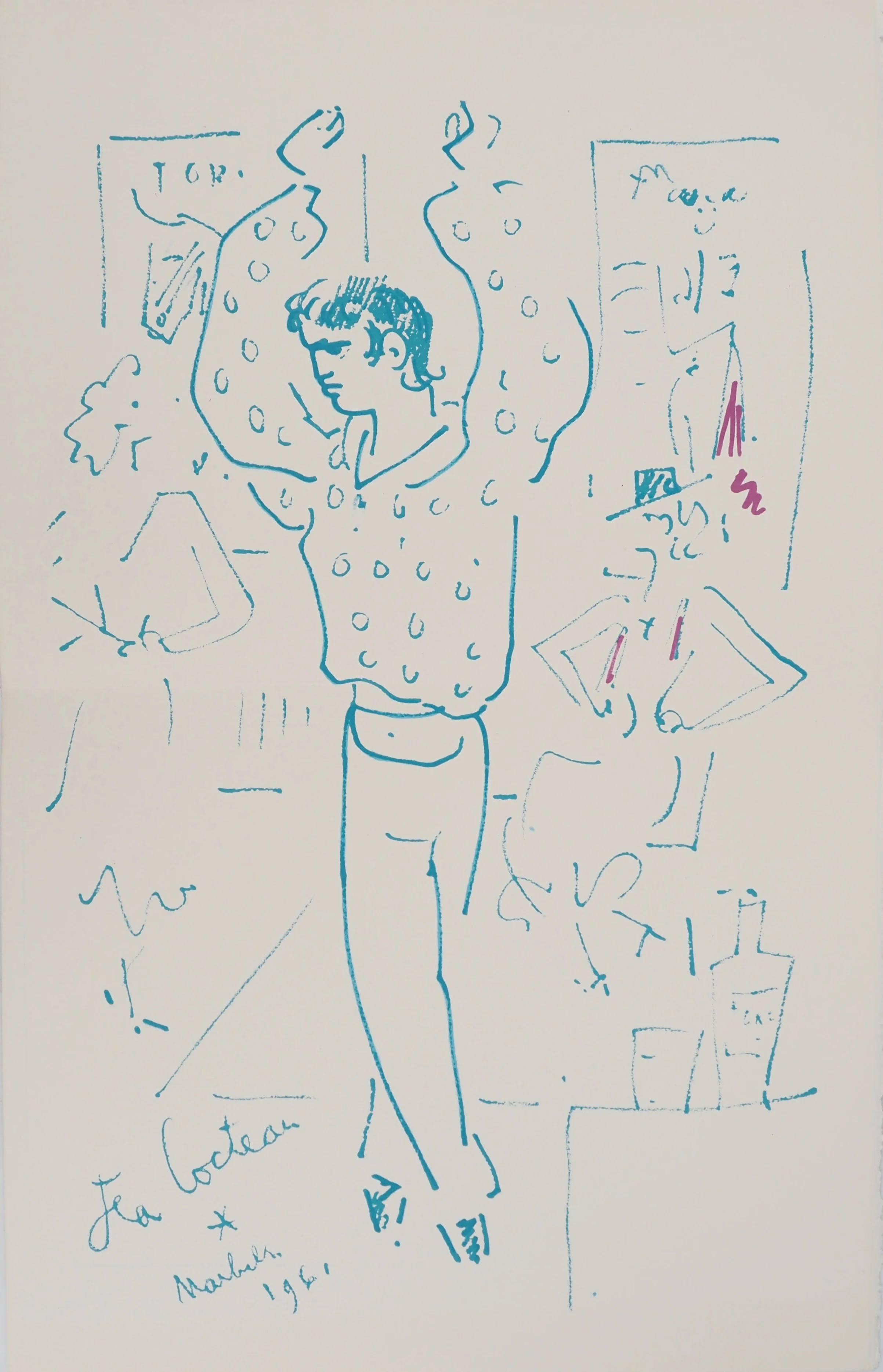 Jean COCTEAU : Le danseur de flamenco, Lithographie originale signée
