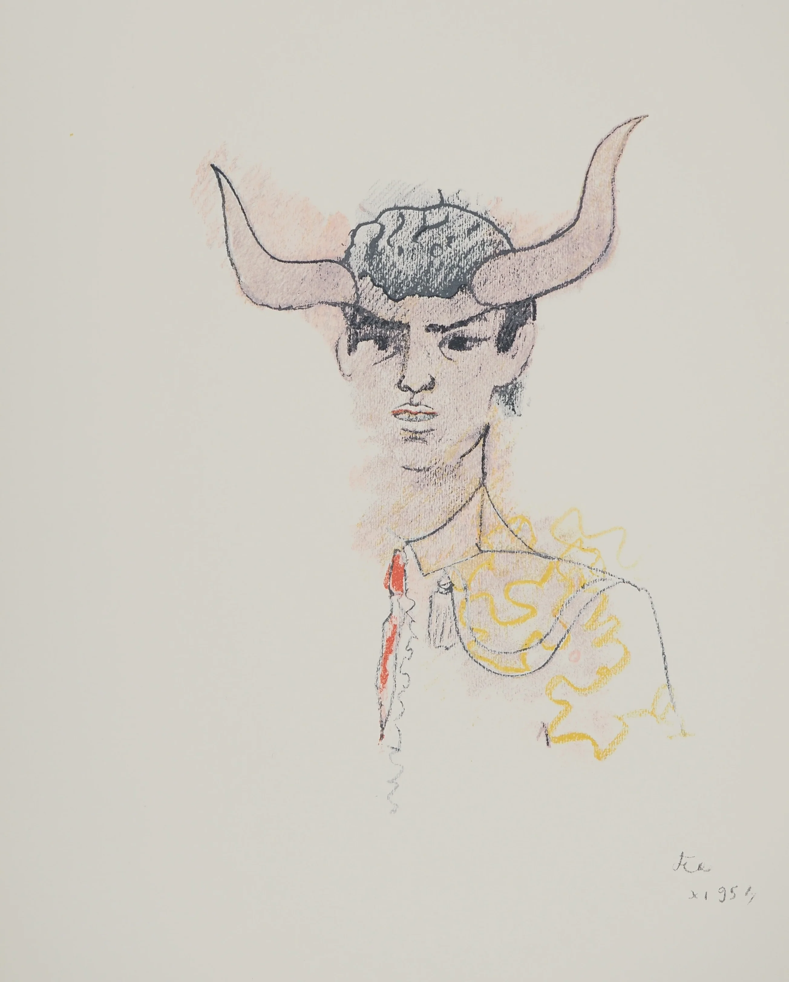 Jean COCTEAU : Toréro à cornes, Lithographie originale signée