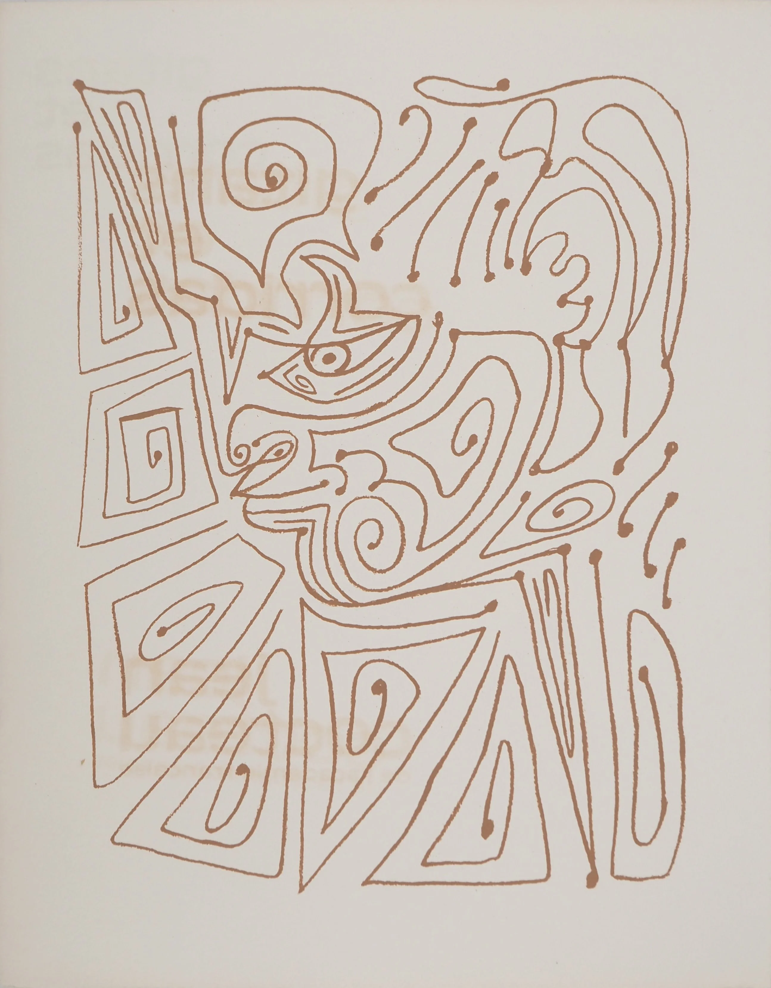 Jean COCTEAU : Vibrations, Homme pensif, Lithographie originale