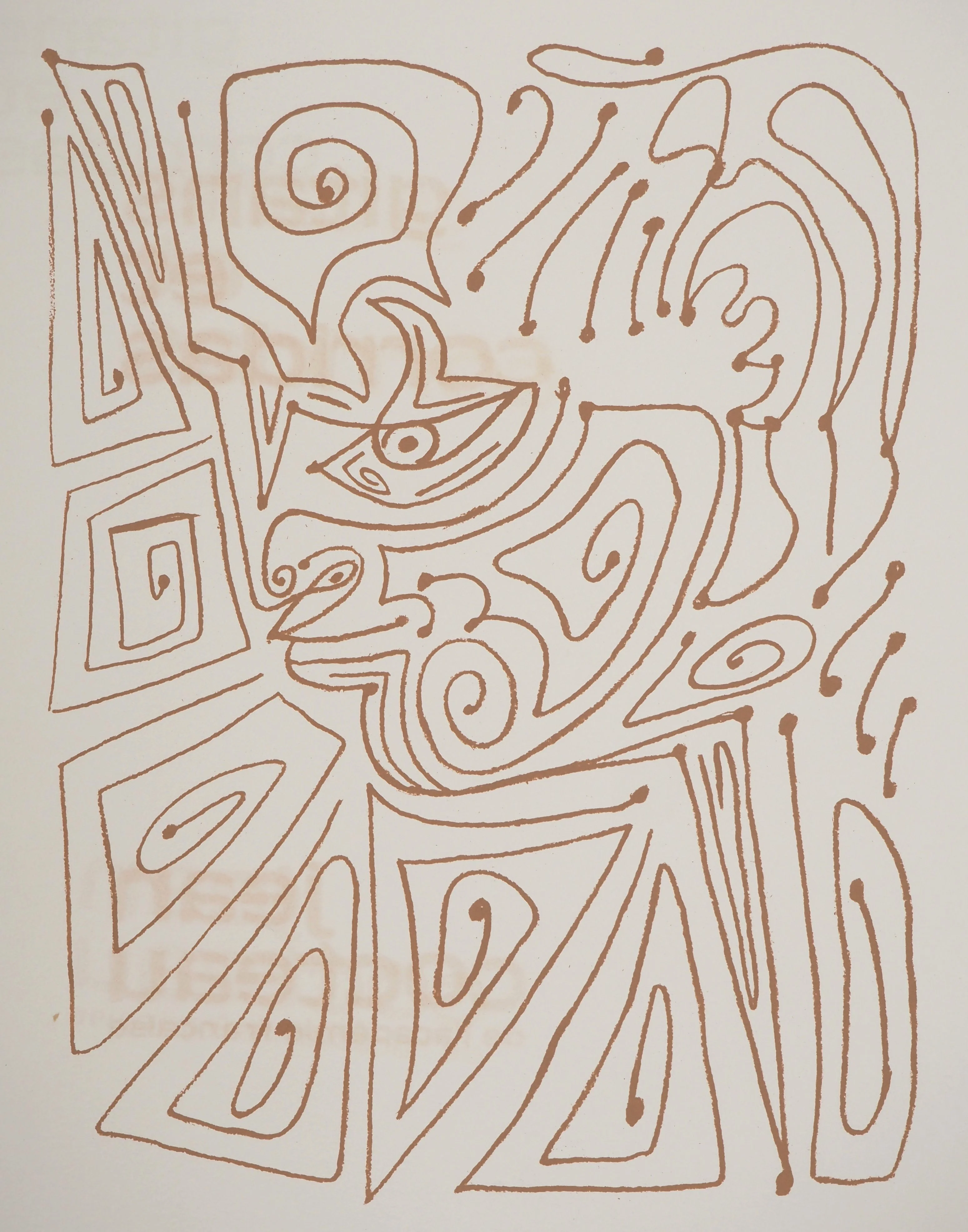 Jean COCTEAU : Vibrations, Homme pensif, Lithographie originale - Image 2