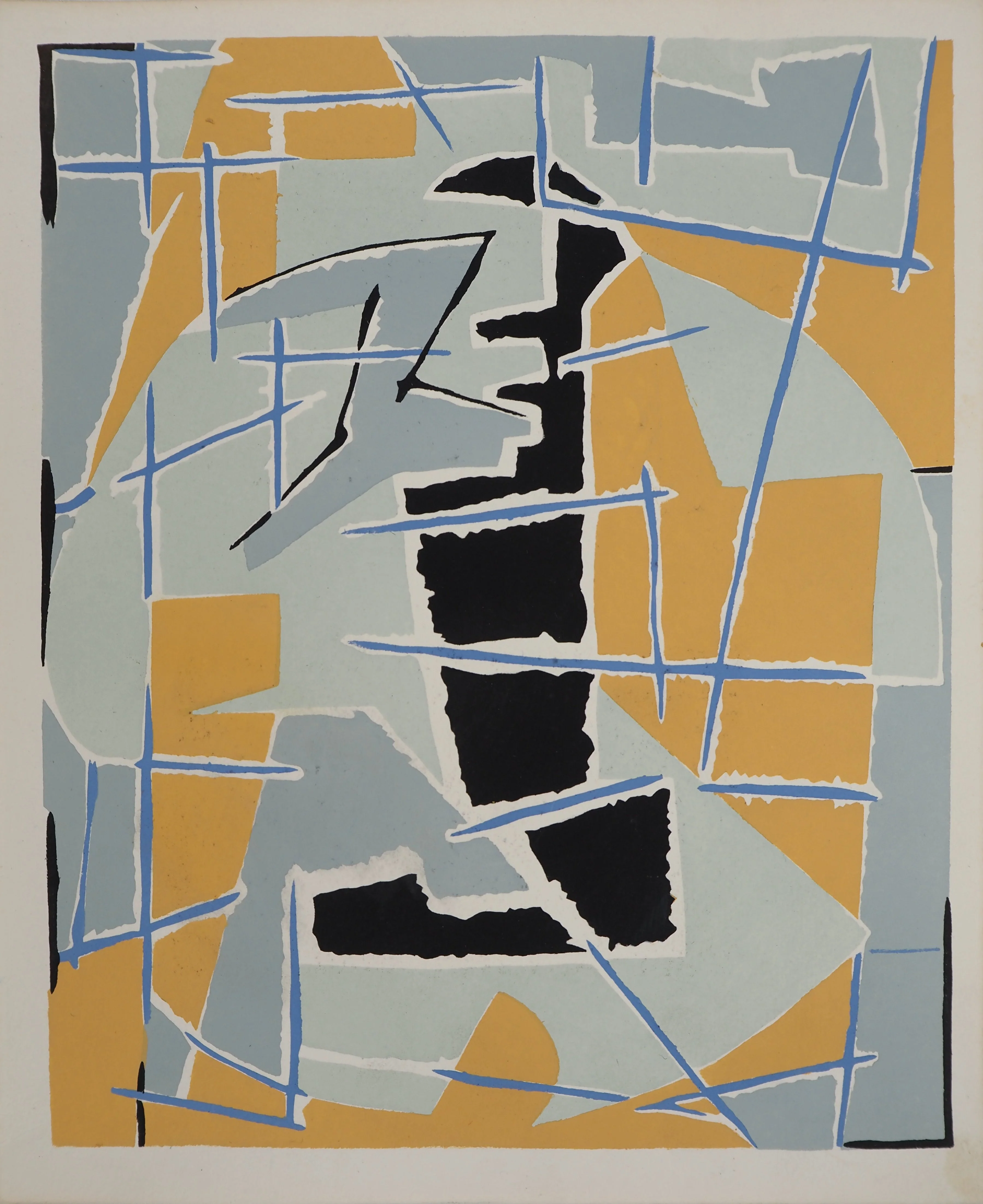 Jean DEYROLLE : Faille, Sujet abstrait, Lithographie et pochoir