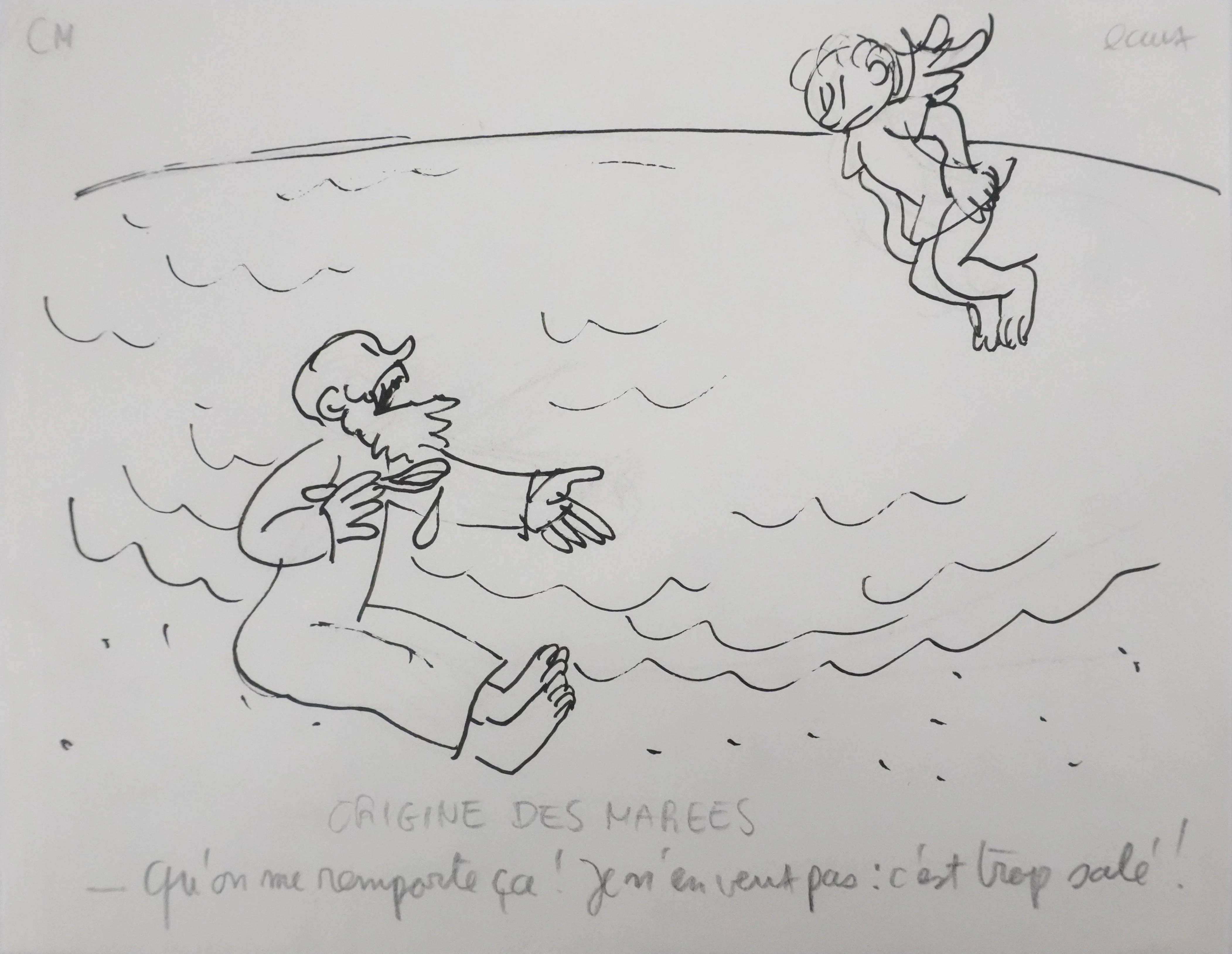 Jean EFFEL : C'est trop salé, Dessin original