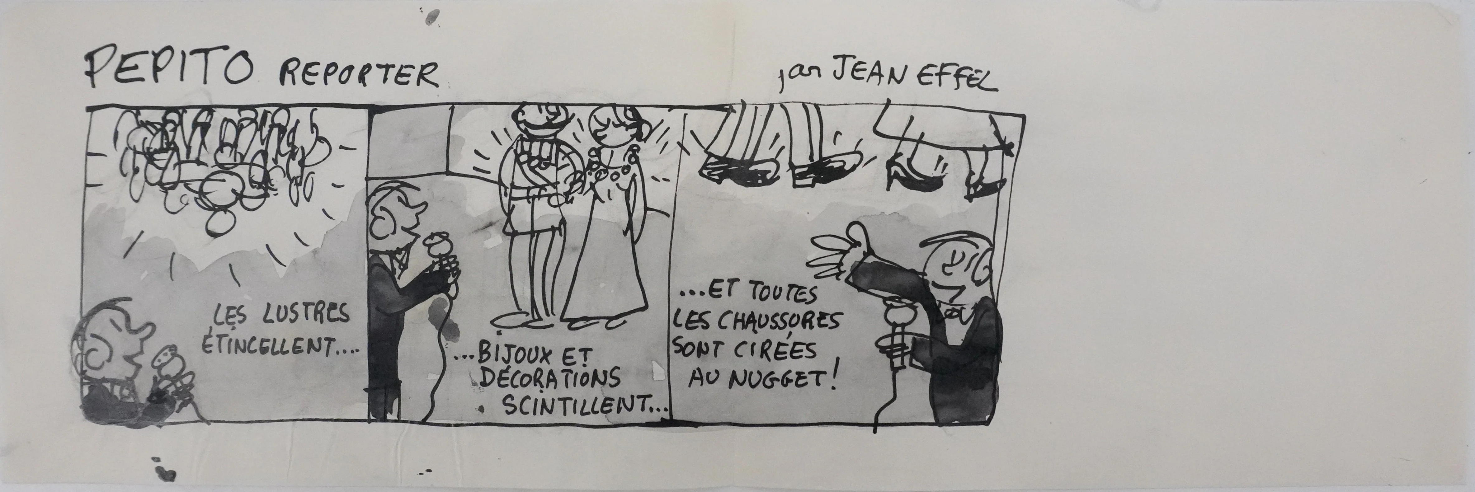 Jean EFFEL : Cirage Nugget, Pepito reporter, Dessin original signé - Image 2