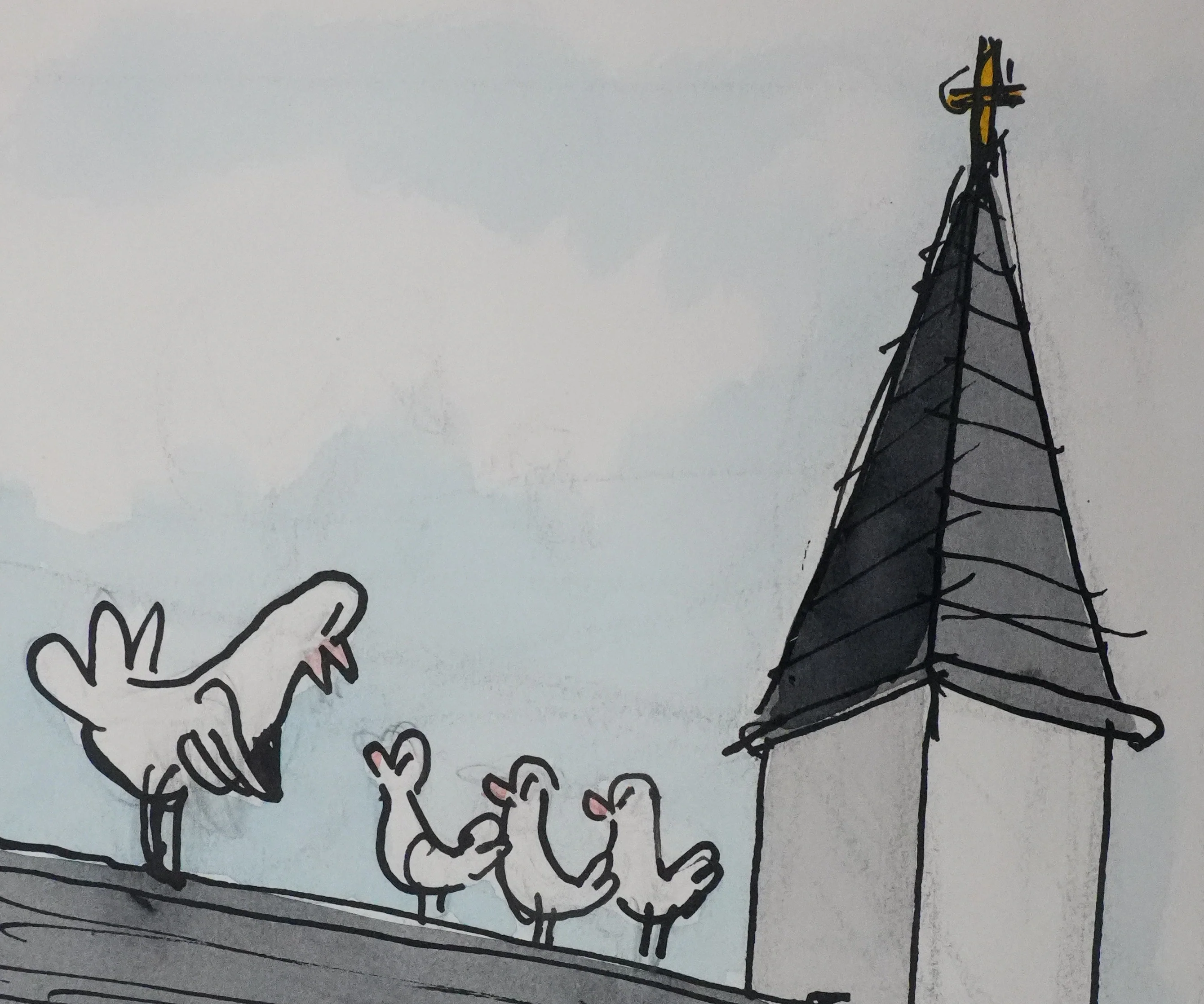 Jean EFFEL : Le Saint-Esprit créa le pigeon à son image, Aquarelle originale signée - Image 5