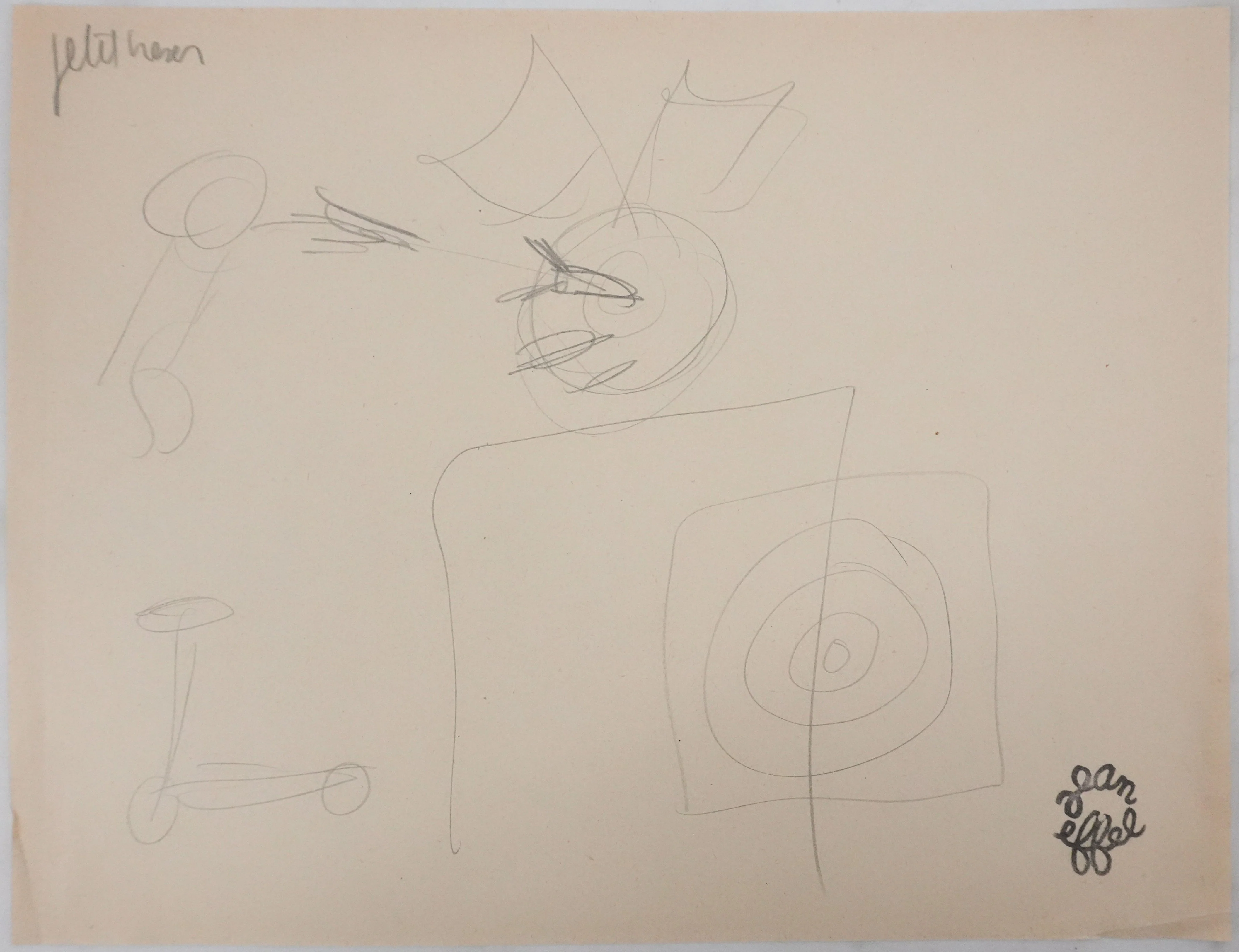 Jean EFFEL : Petit trésor, La cible, Dessin préparatoire original signé