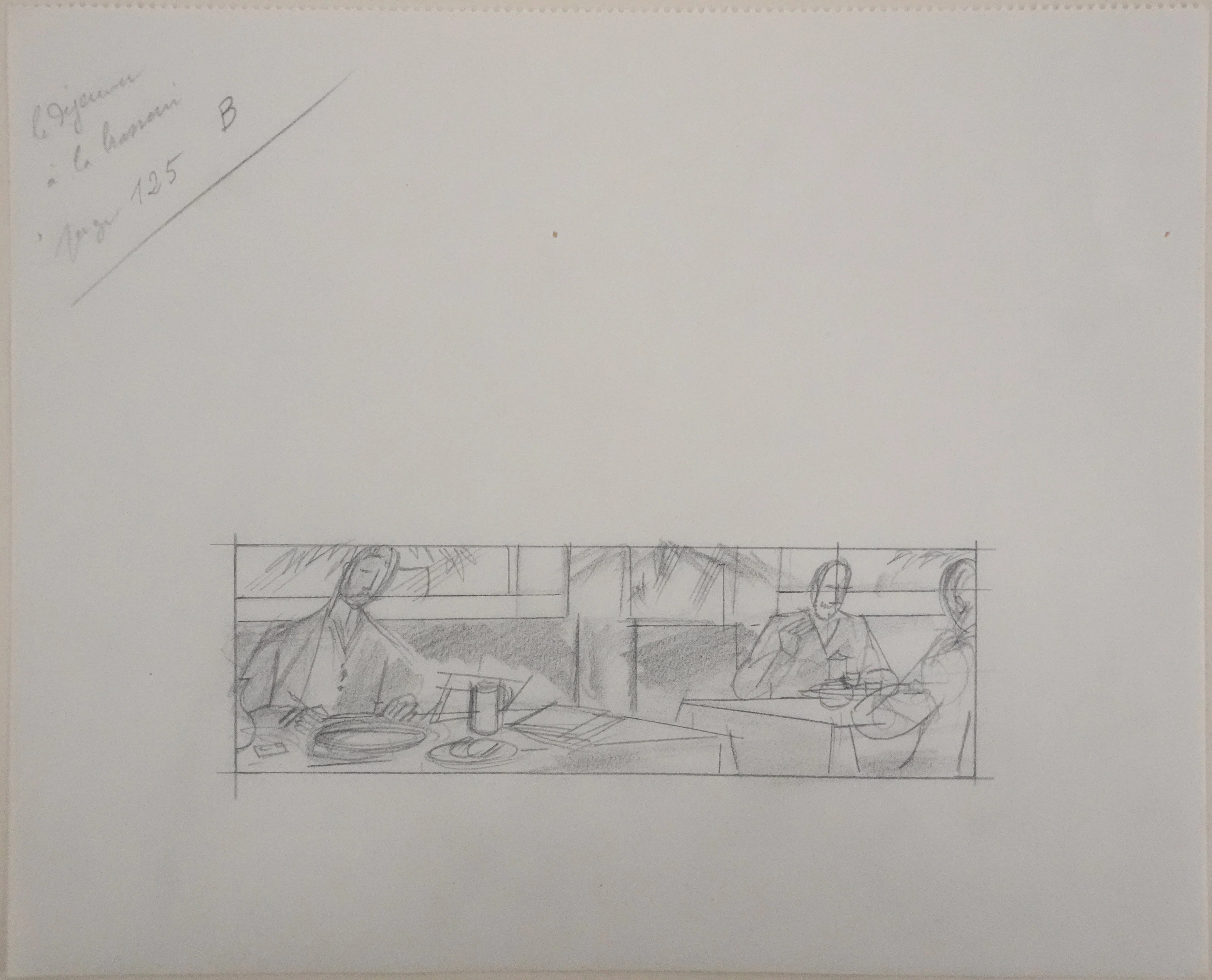 Jean-Emile LABOUREUR : Le déjeuner à la brasserie, Dessin original - Image 2