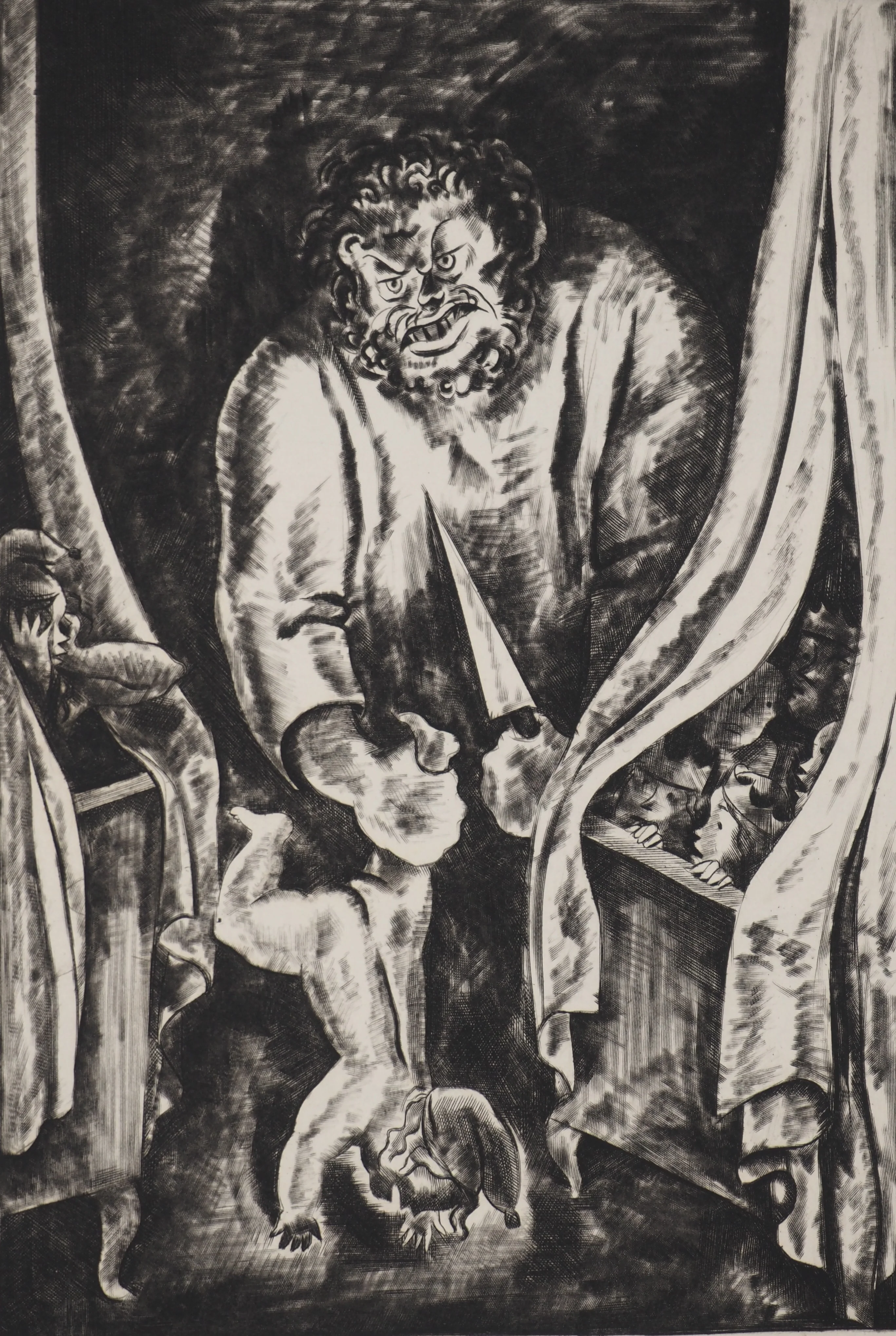 Jean-Gabriel DARAGNES : Le petit poucet et l'ogre, Gravure originale