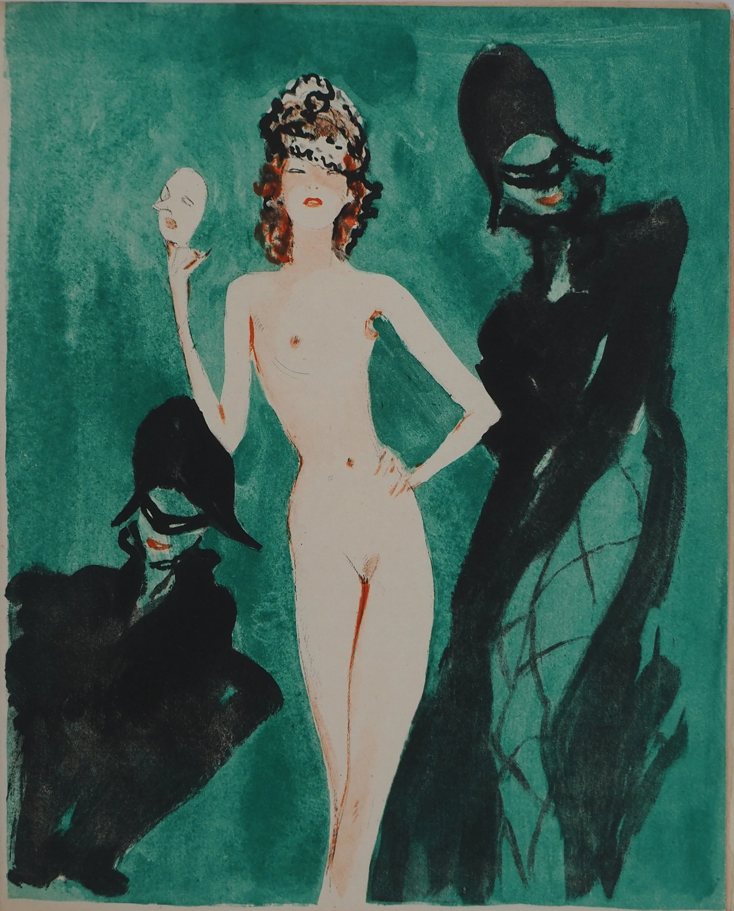 Jean-Gabriel DOMERGUE : Bal masqué, Gravure originale