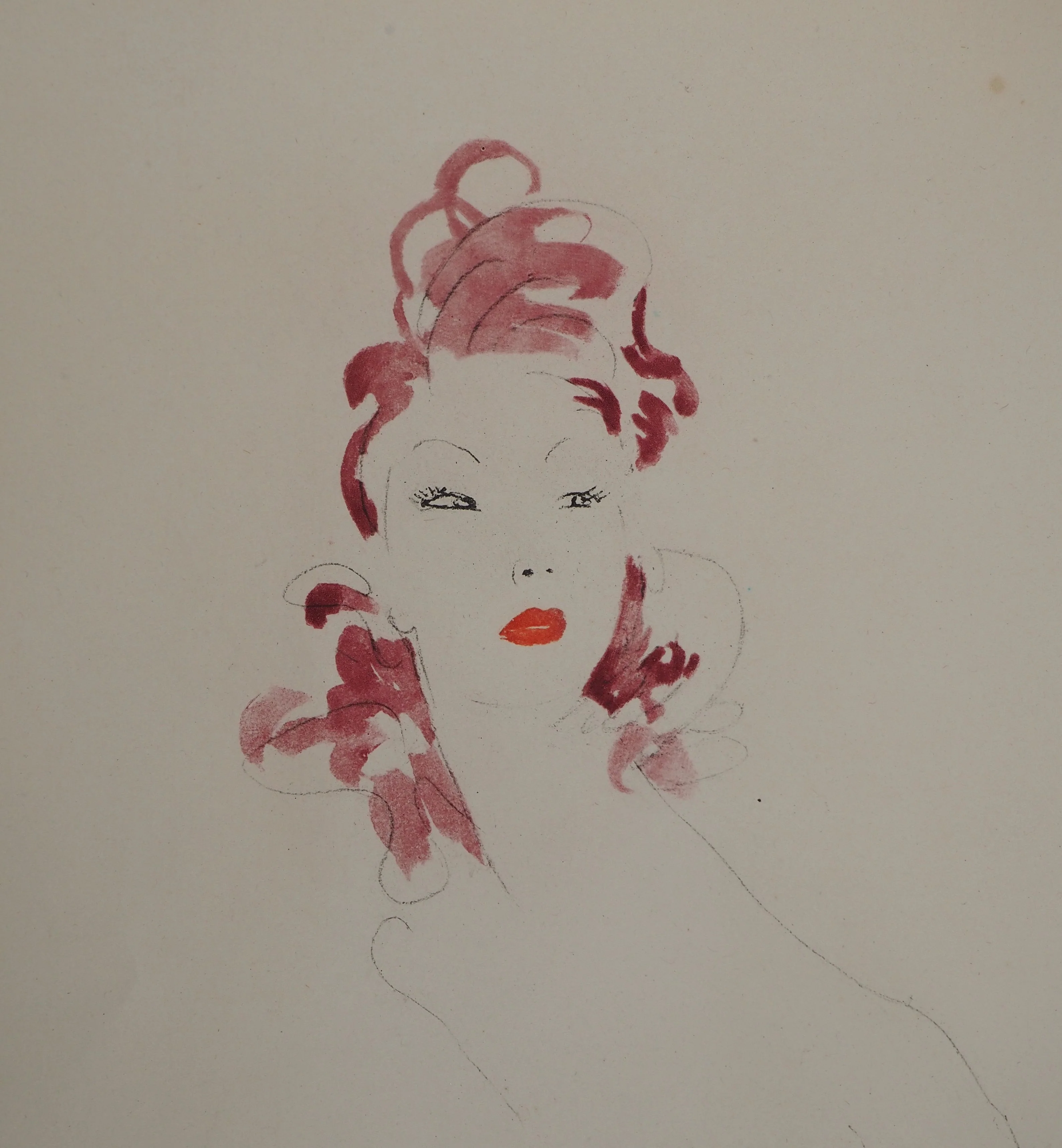 Jean-Gabriel DOMERGUE : Jeune femme au bustier, Gravure originale - Image 3
