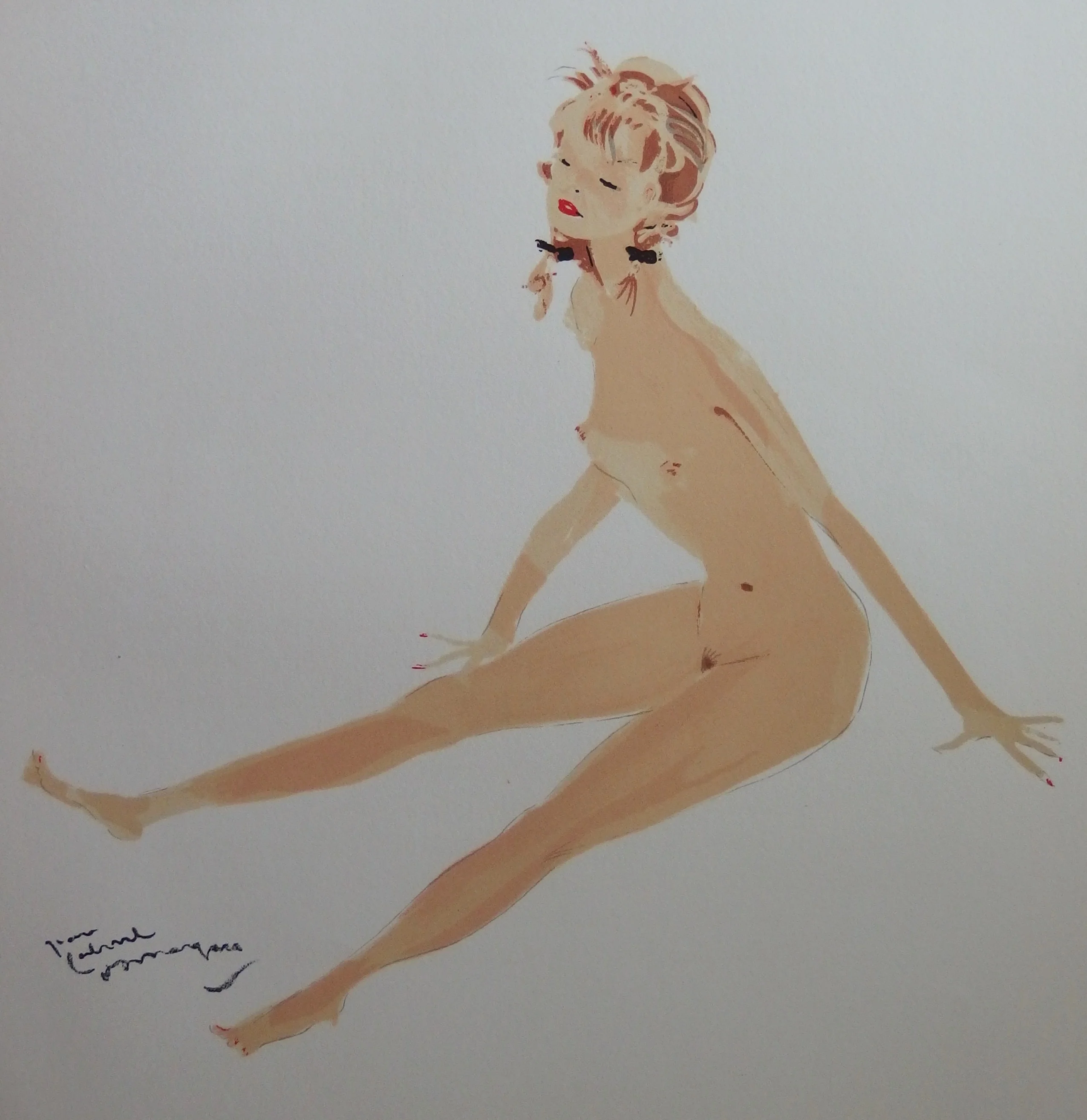 Jean-Gabriel DOMERGUE : Nu assis, Lithographie originale signée - Image 3