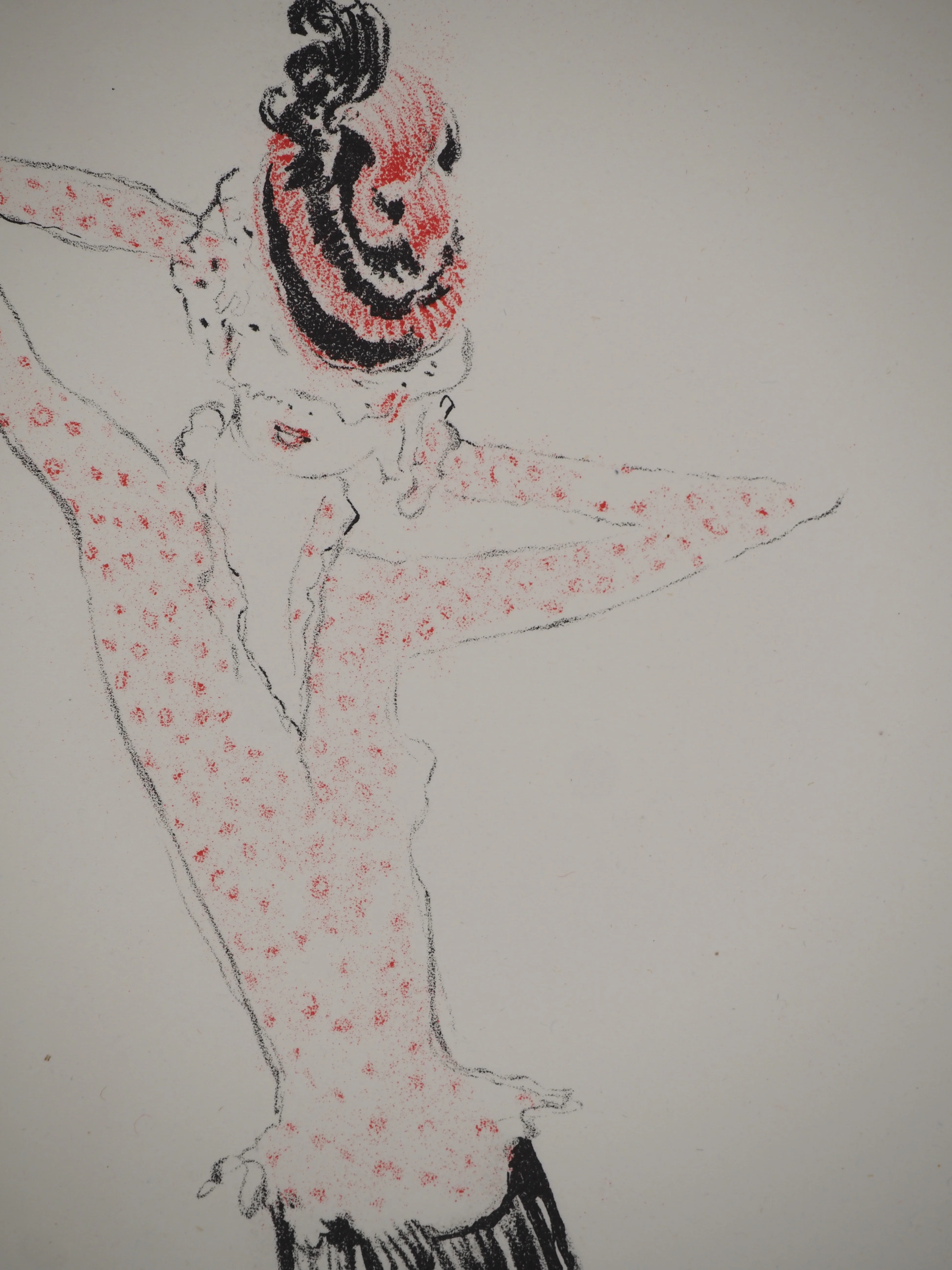 Jean-Gabriel DOMERGUE : Pin-up dans sa robe à pois, Lithographie et pochoir - Image 3