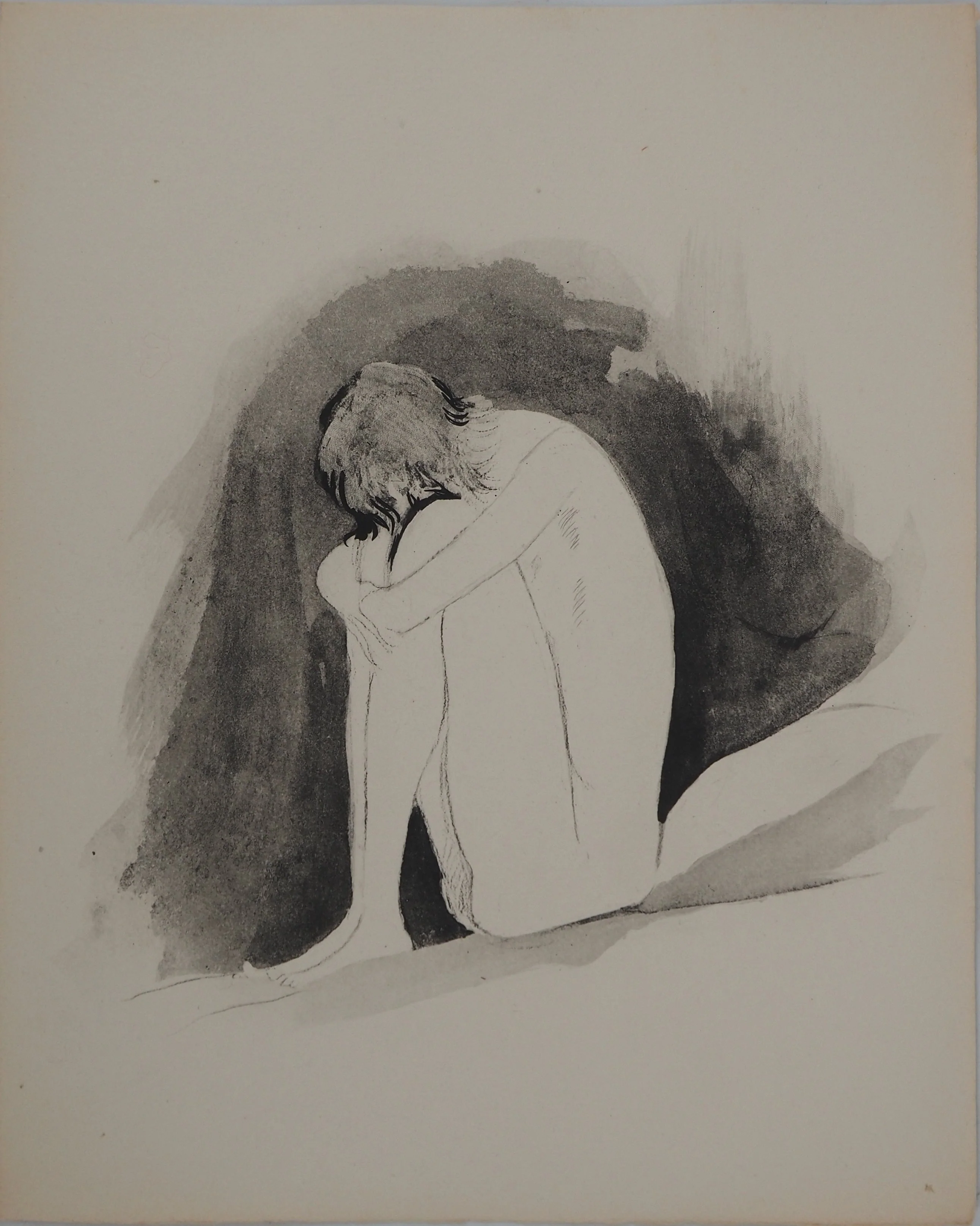 Jean-Gabriel DOMERGUE : Rêveries solitaires (noir), Gravure originale