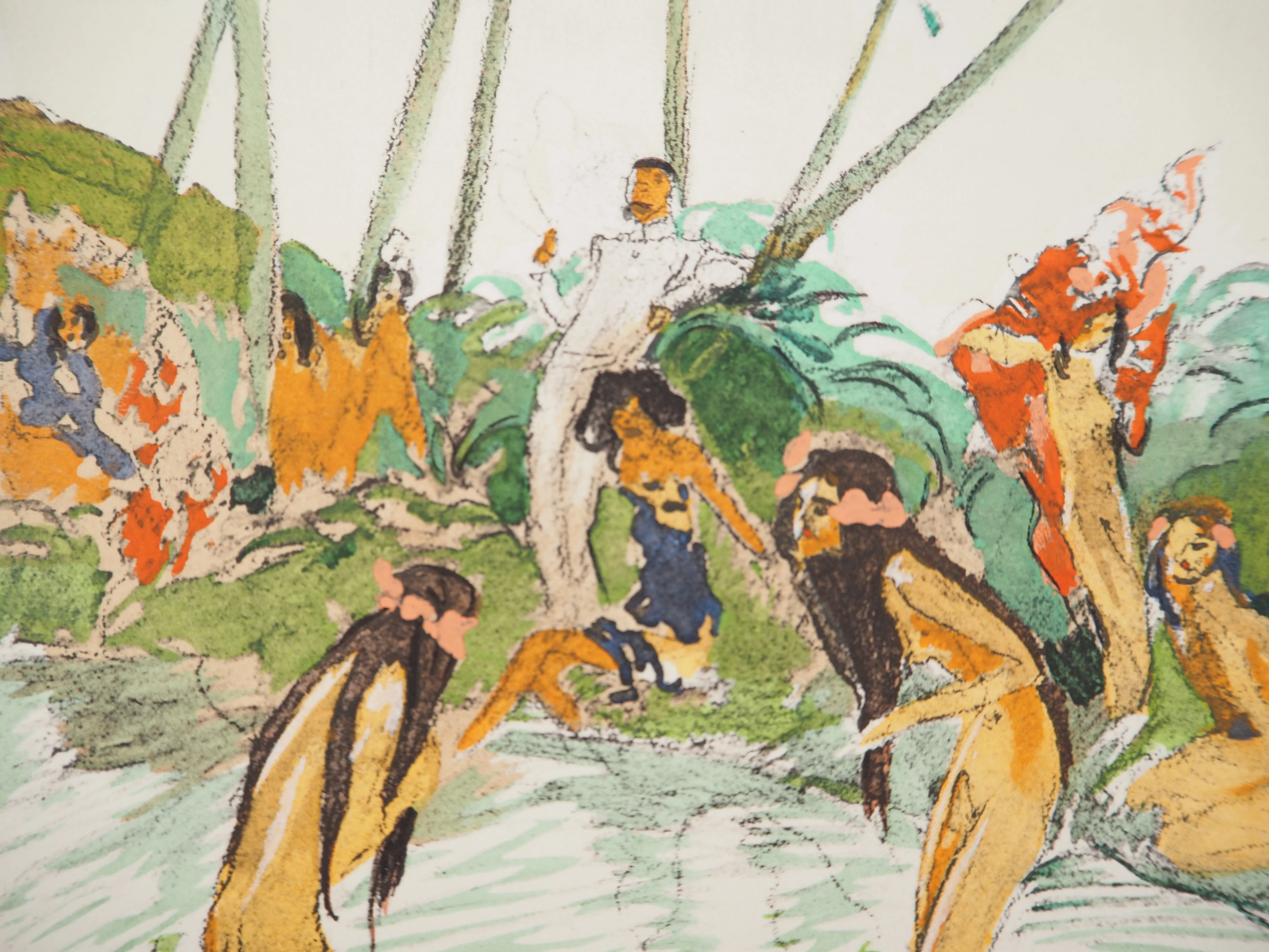 Jean-Gabriel DOMERGUE : Tahiti, Baignade sous les palmiers, Lithographie originale signée - Image 6