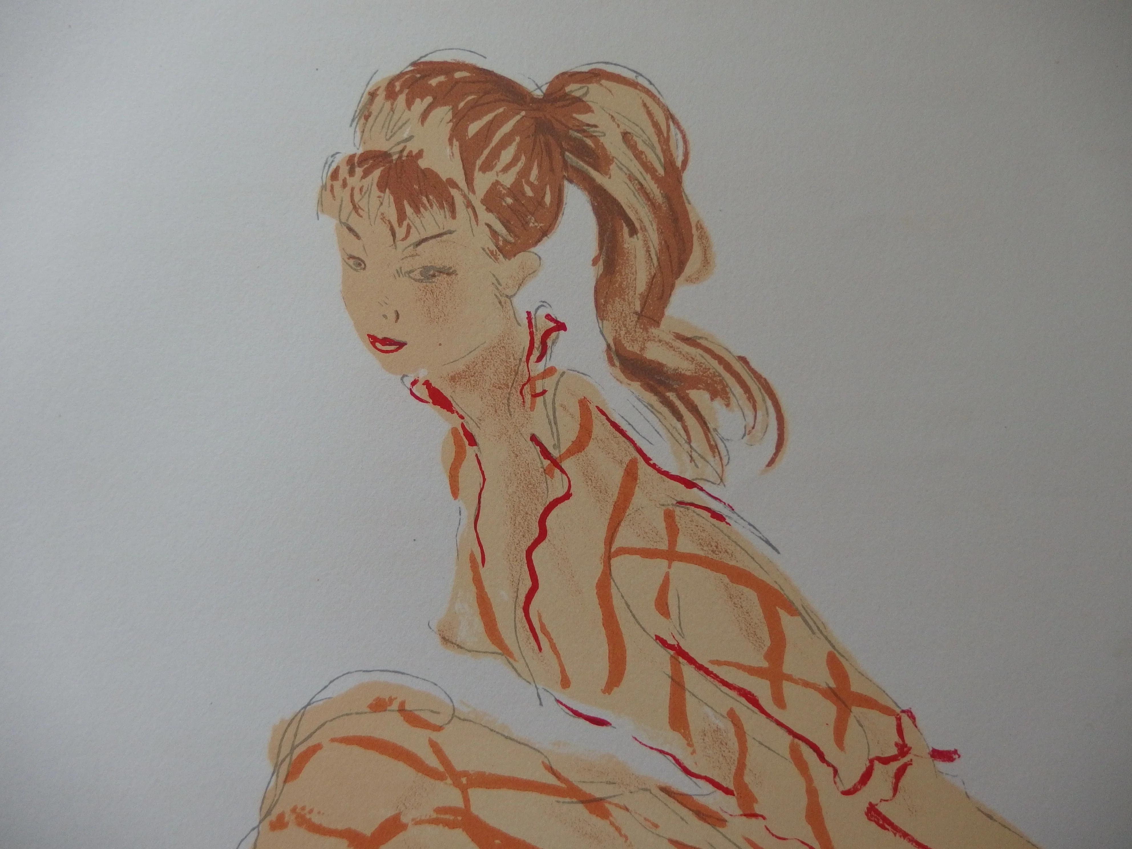 Jean-Gabriel DOMERGUE : Une jeune fille nature, Lithographie originale signée - Image 3