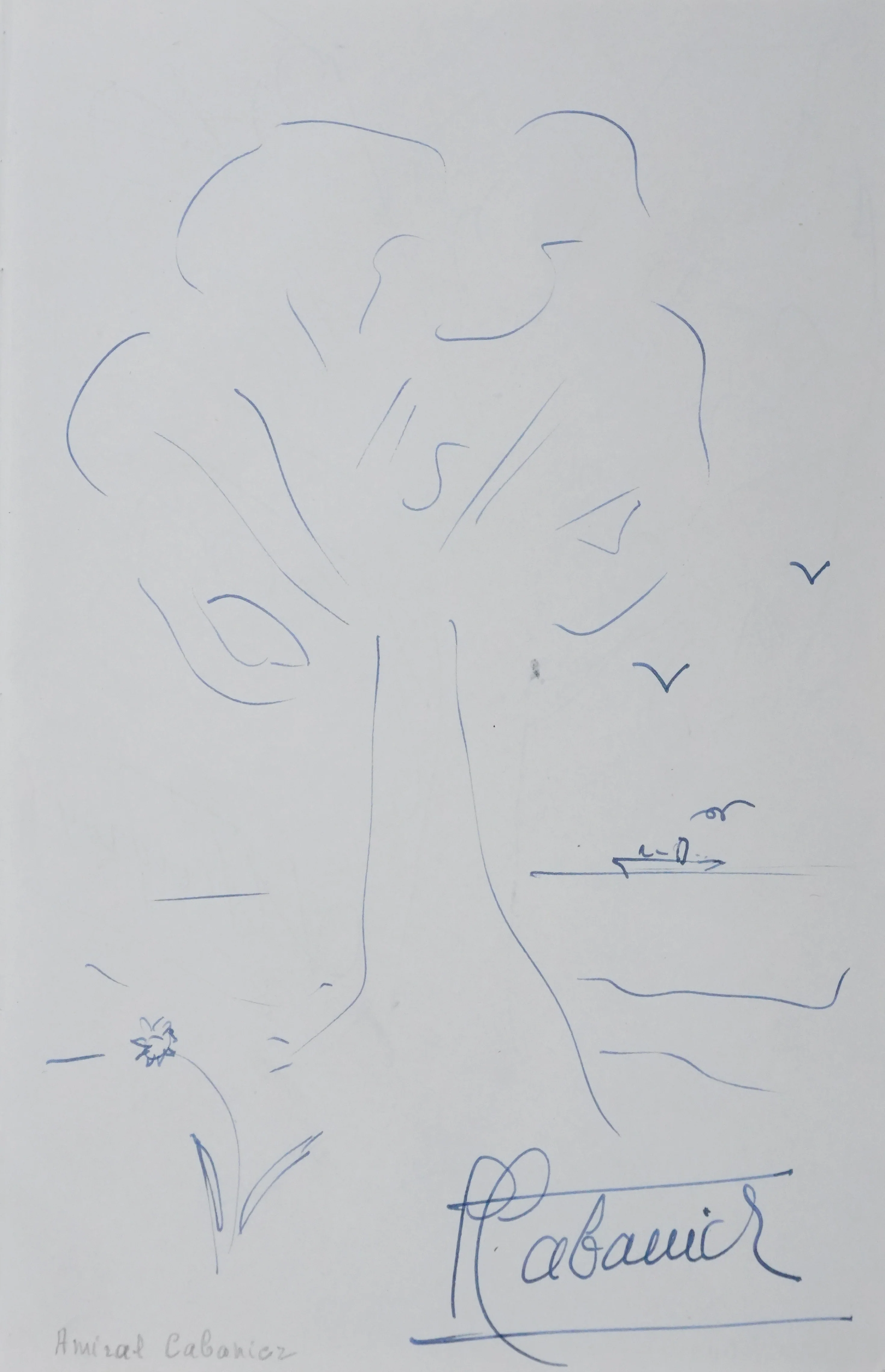 Jean HOUGRON : L'arbre vert, Autographe et dessin original signé - Image 4