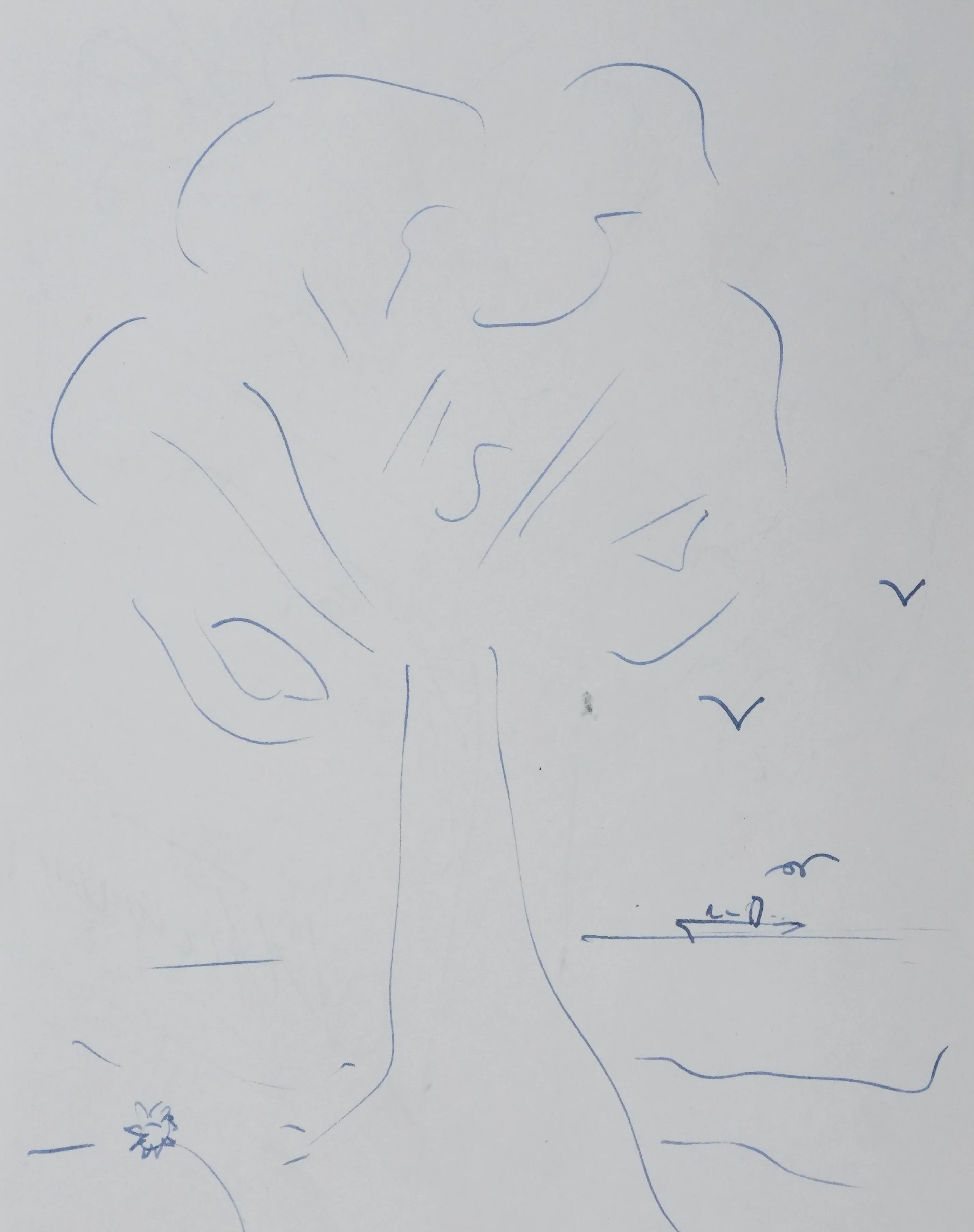 Jean HOUGRON : L'arbre vert, Autographe et dessin original signé - Image 6