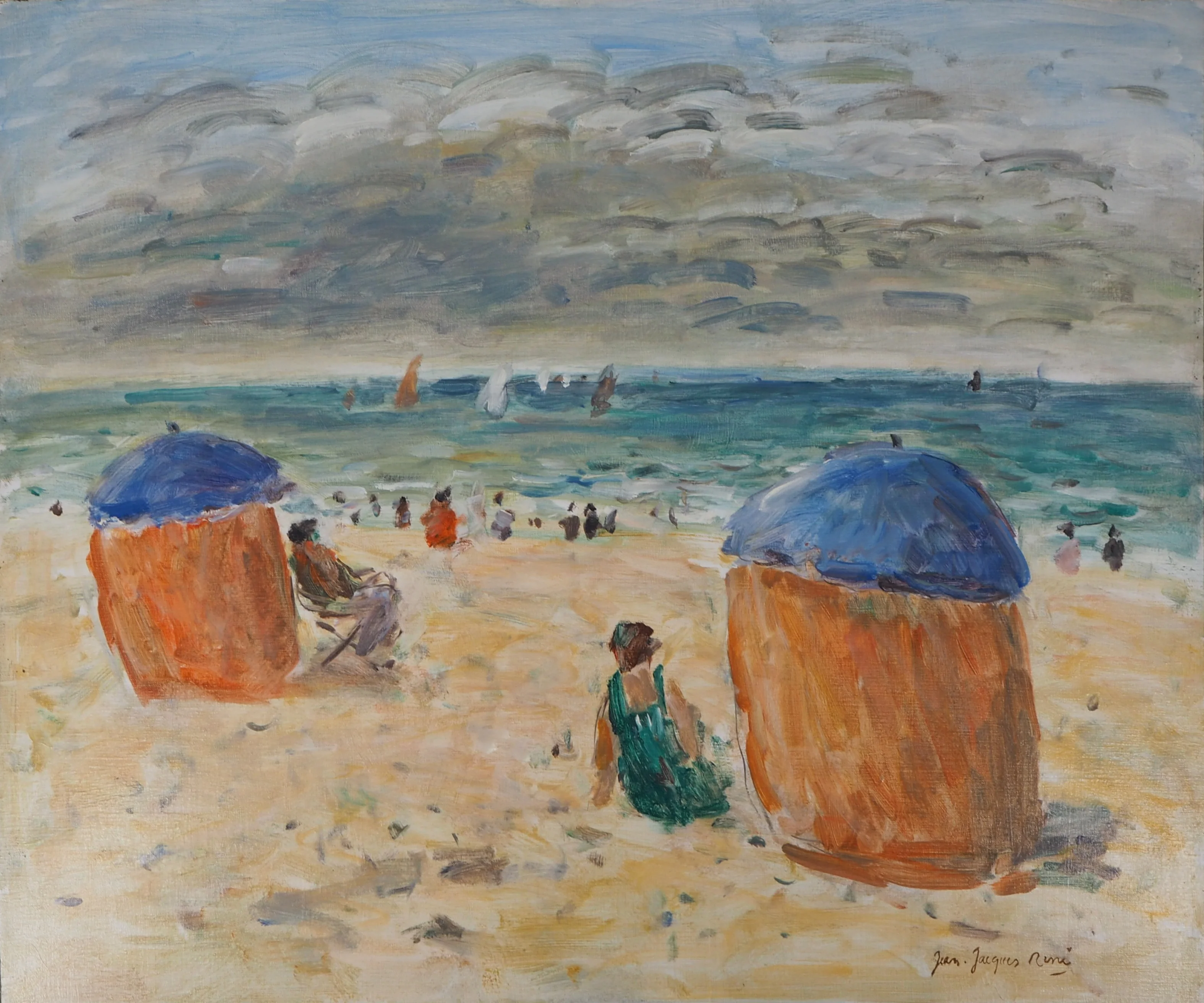 Jean-Jacques RENE : Eté à Houlgate, Huile sur toile signée - Image 6