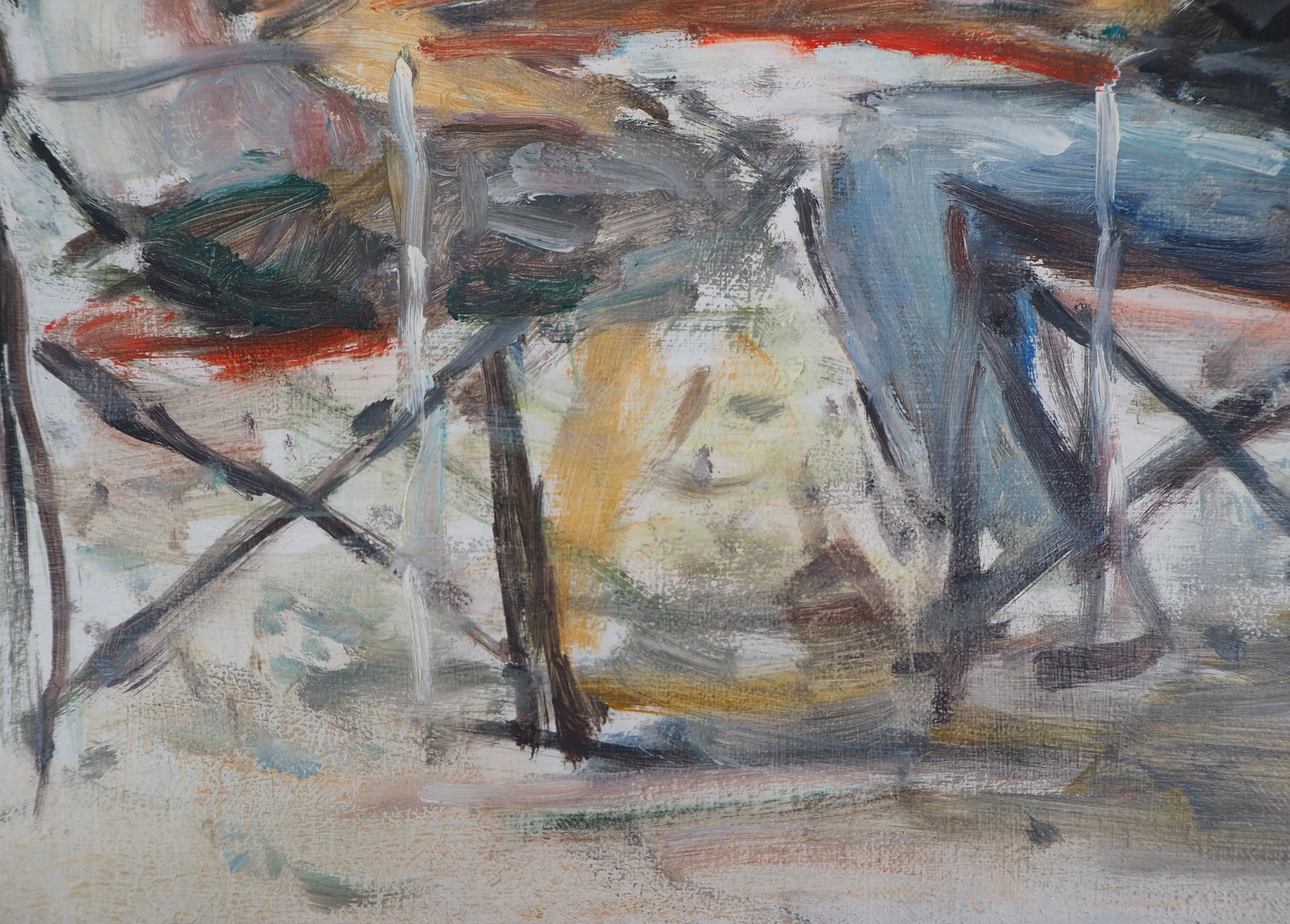 Jean-Jacques RENE : Le déjeuner sur la plage, Huile sur toile signée - Image 5