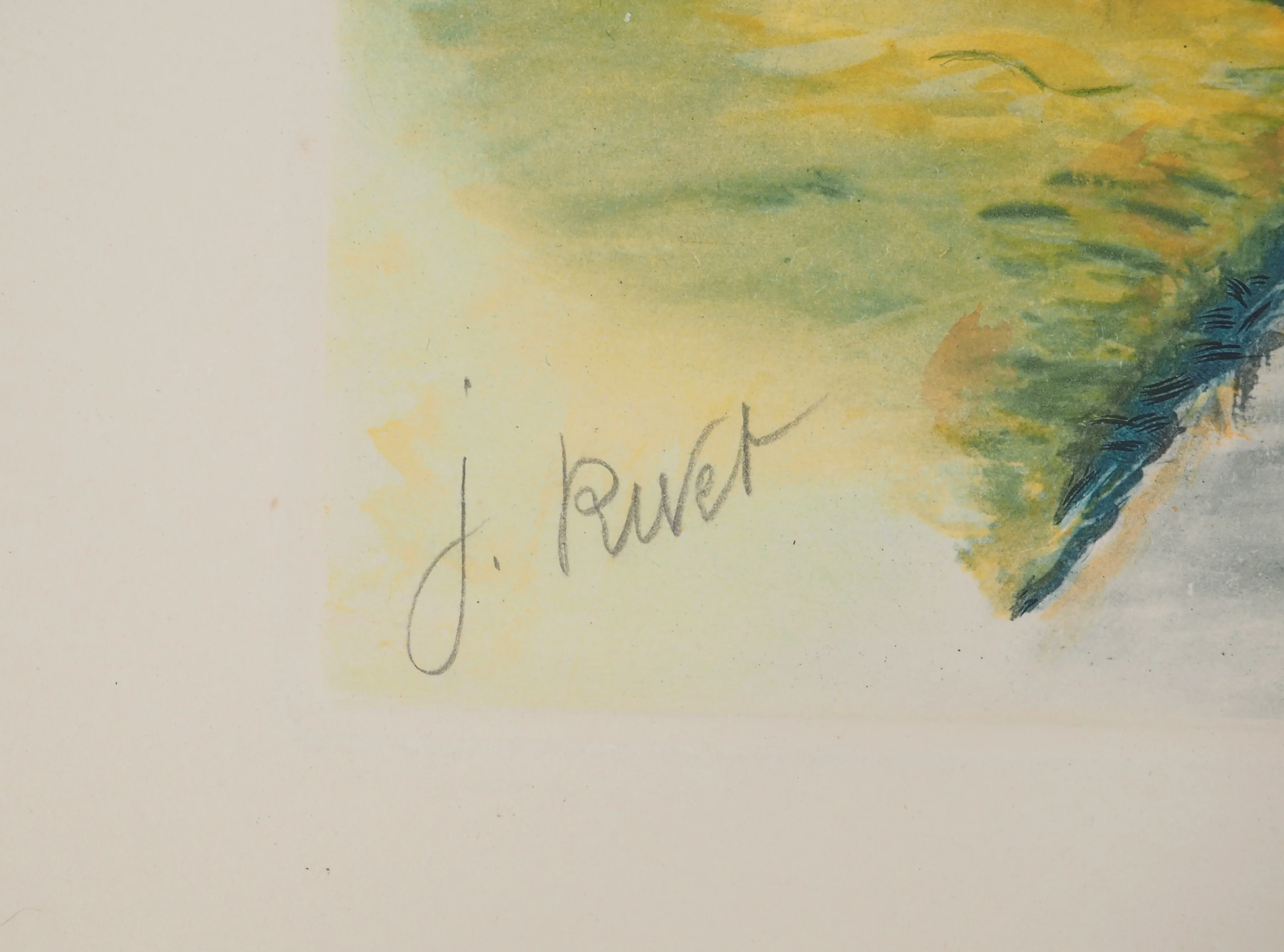 Jean-Marie RIVET : La course de chevaux, Gravure originale et pochoir signée - Image 2